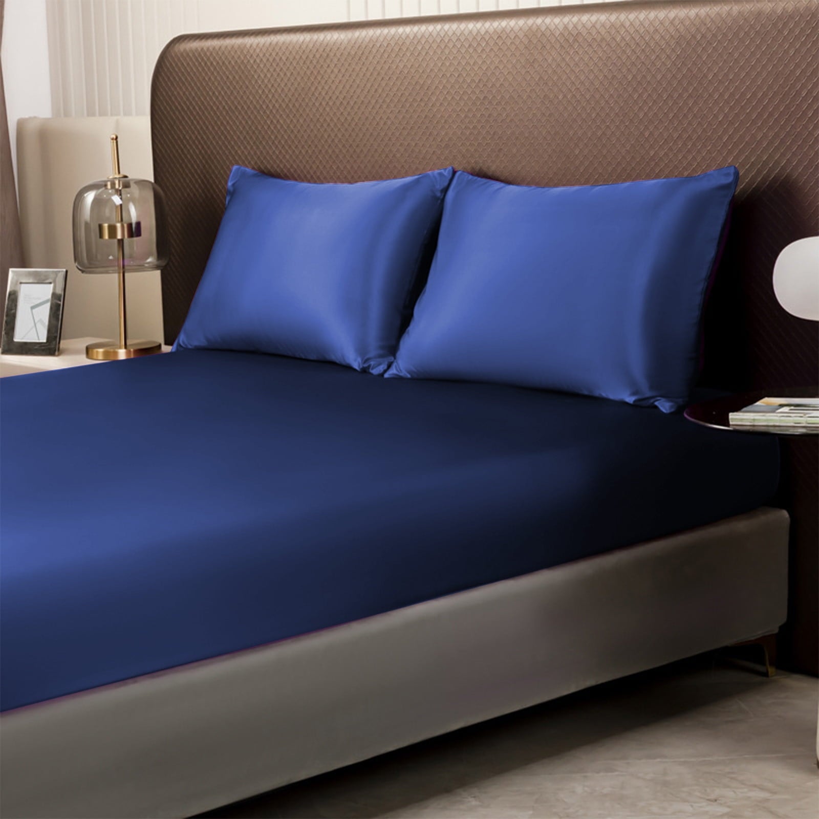 Cooling Sateen Satin Twin Fitted Sheet, Easy Care, Fade Free, Long Lasting - Bottom Sheet 15" Deep Pocket Silk Fitted Sheet, Soft Wa... - Cooling Hotel Quality Bedding Sheets and Pillowcases Detail