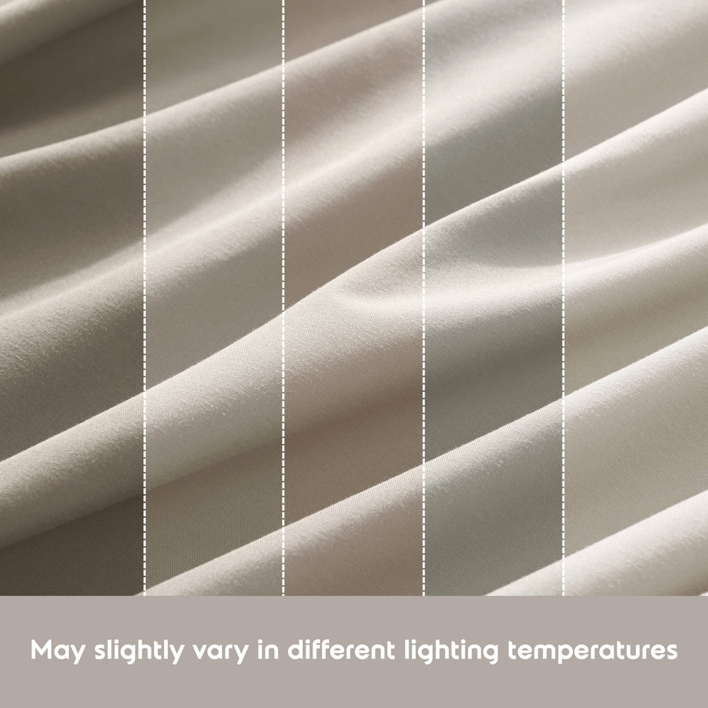 Cooling Sateen King Sheet Sets, 1800 Series Deep Pocket 4 Piece, Luxury Soft Microfiber Bed Sheet Sets, BEIGE CREAM - Luxury Bed Sheet Set with Deep Pockets Detail