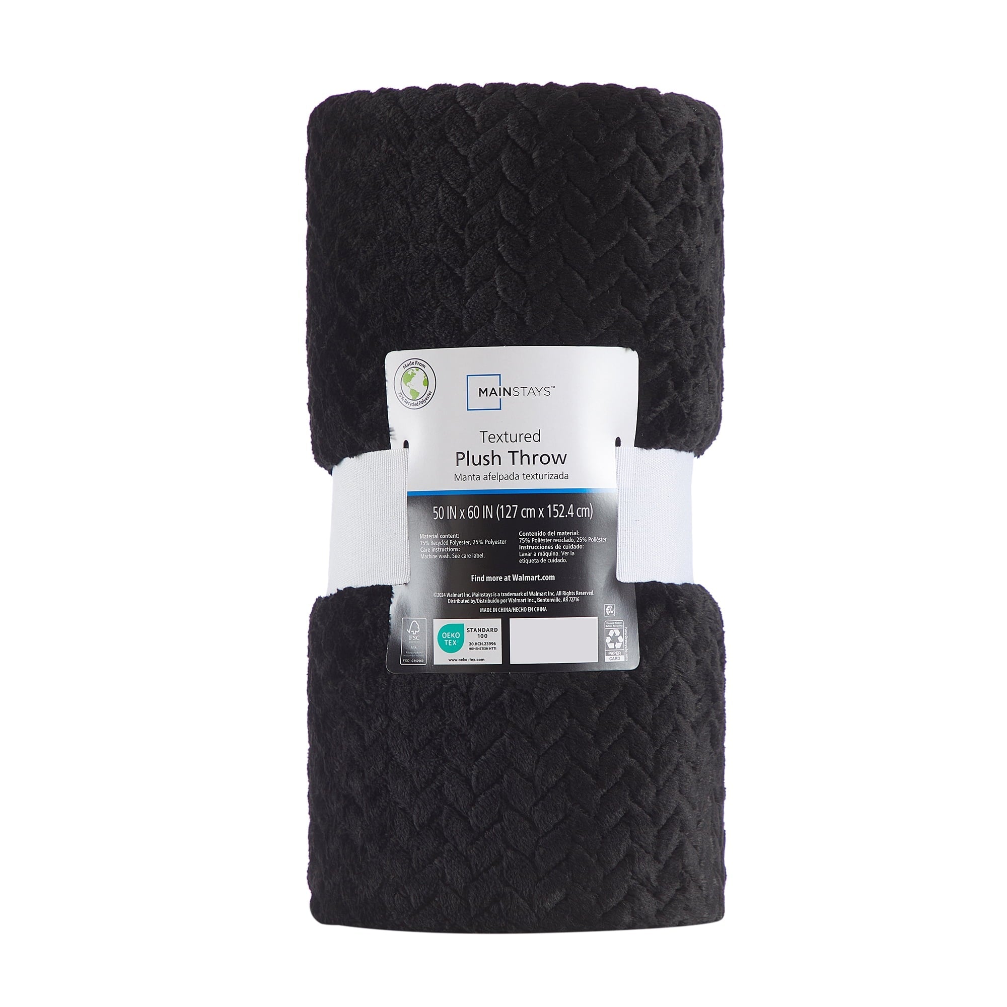 Super Soft Flannel Cozy Textured Plush Throw Blanket, Black, 50"x60" All Ages - Lightweight Plush Warm Blanket for All Seasons Detail