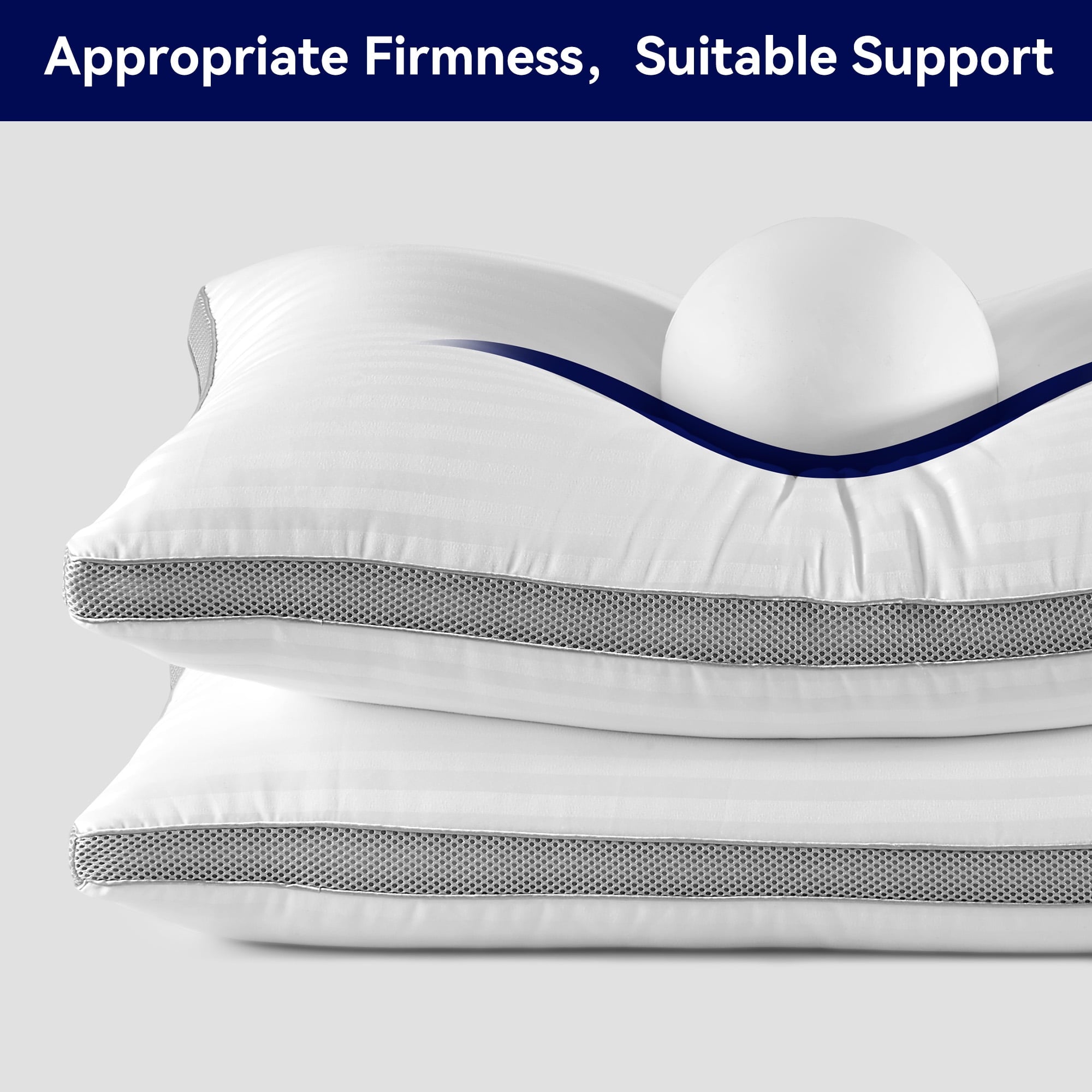 Fluffy Shredded Bed Pillows for Sleeping, Queen Size Set of 2, Sandwich Mesh with Breathable Sides, Premium Medium pillows for Back, ... - Hotel Quality Plush Sleeping Pillows Detail