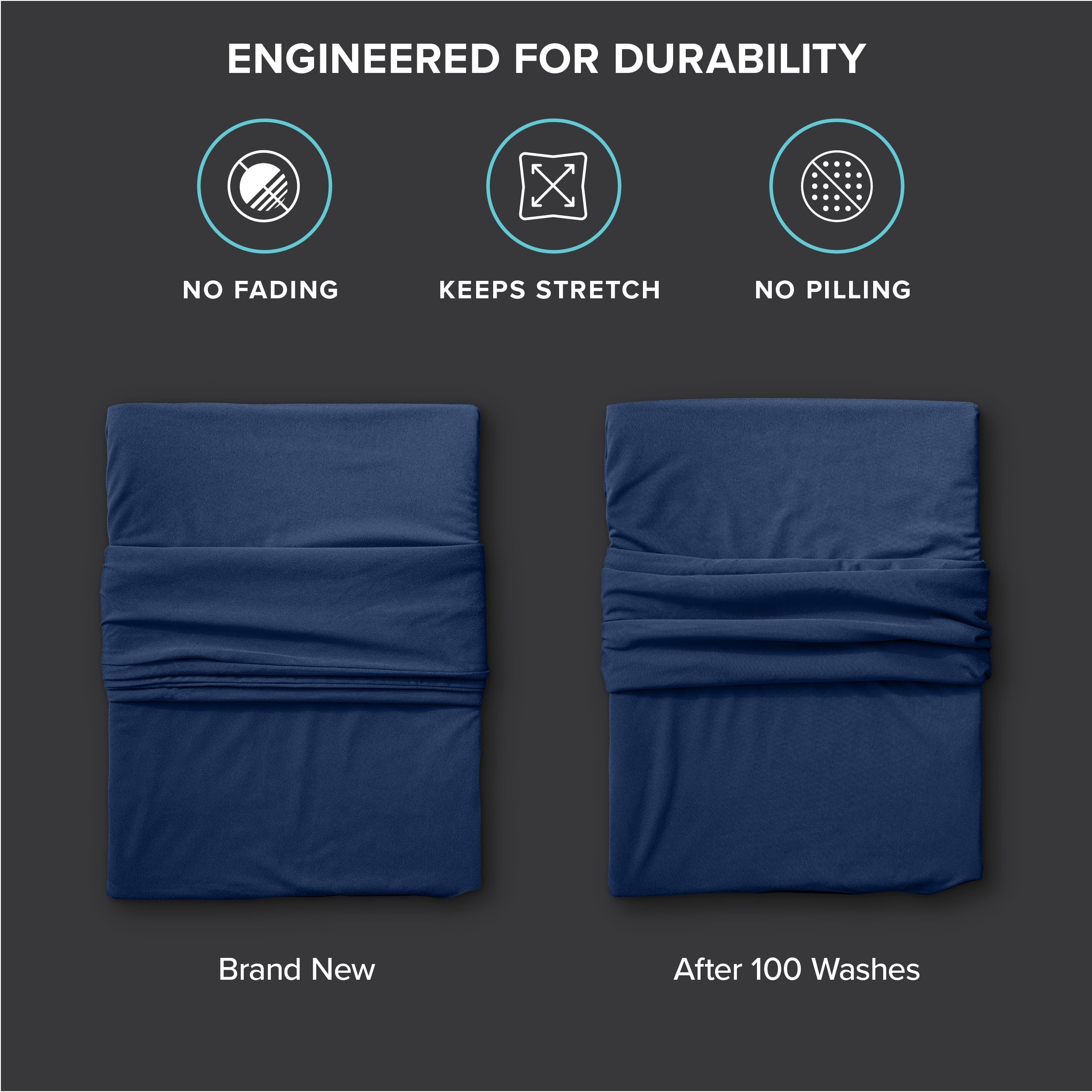 Wrinkle-Resistant Cooling Performance Jersey Knit Stretch Sheet Set, Moisture-Wicking & Breathable, 4-Way Stretch Bed Sheets, Envelope ... - Luxury Bed Sheet Set with Deep Pockets Detail