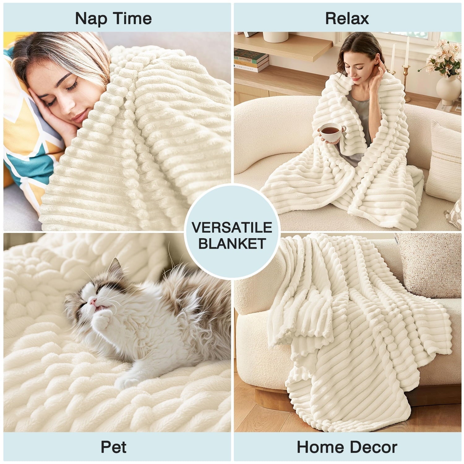 Cozy Fleece Extra Soft with Strip, Plush Fuzzy Cozy Bed s and s for Couch,Bed,Sofa,Lightweight and Versatile s for Office Bedroom... - Lightweight Plush Warm Blanket for All Seasons Detail