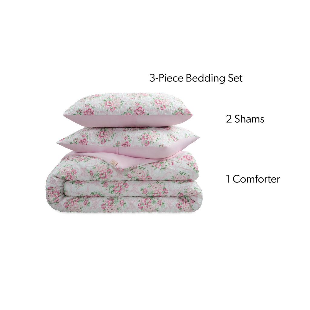 Luxurious Quilted 2-Piece Coquette Floral Pink Comforter Set, Twin/Twin XL - Hypoallergenic Ultra-Fluffy Quilt for Winter - Default Title