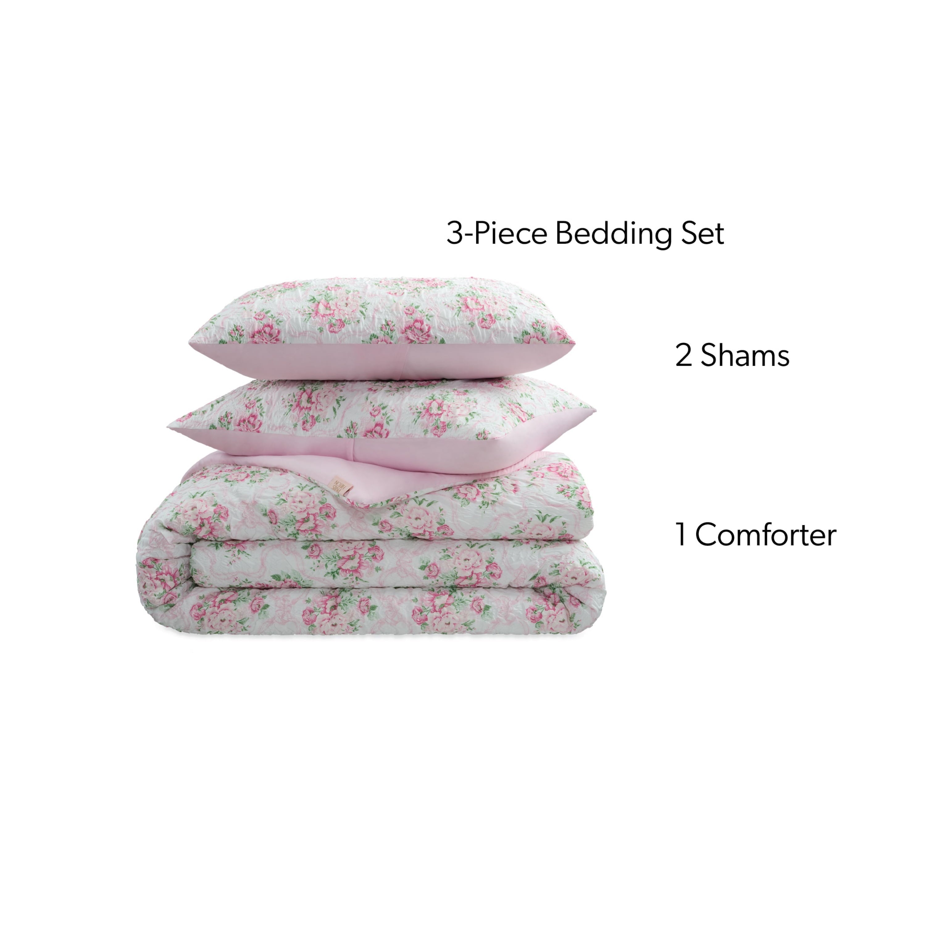 Luxurious Quilted 2-Piece Coquette Floral Pink Comforter Set, Twin/Twin XL - Hypoallergenic Ultra-Fluffy Quilt for Winter - Default Title