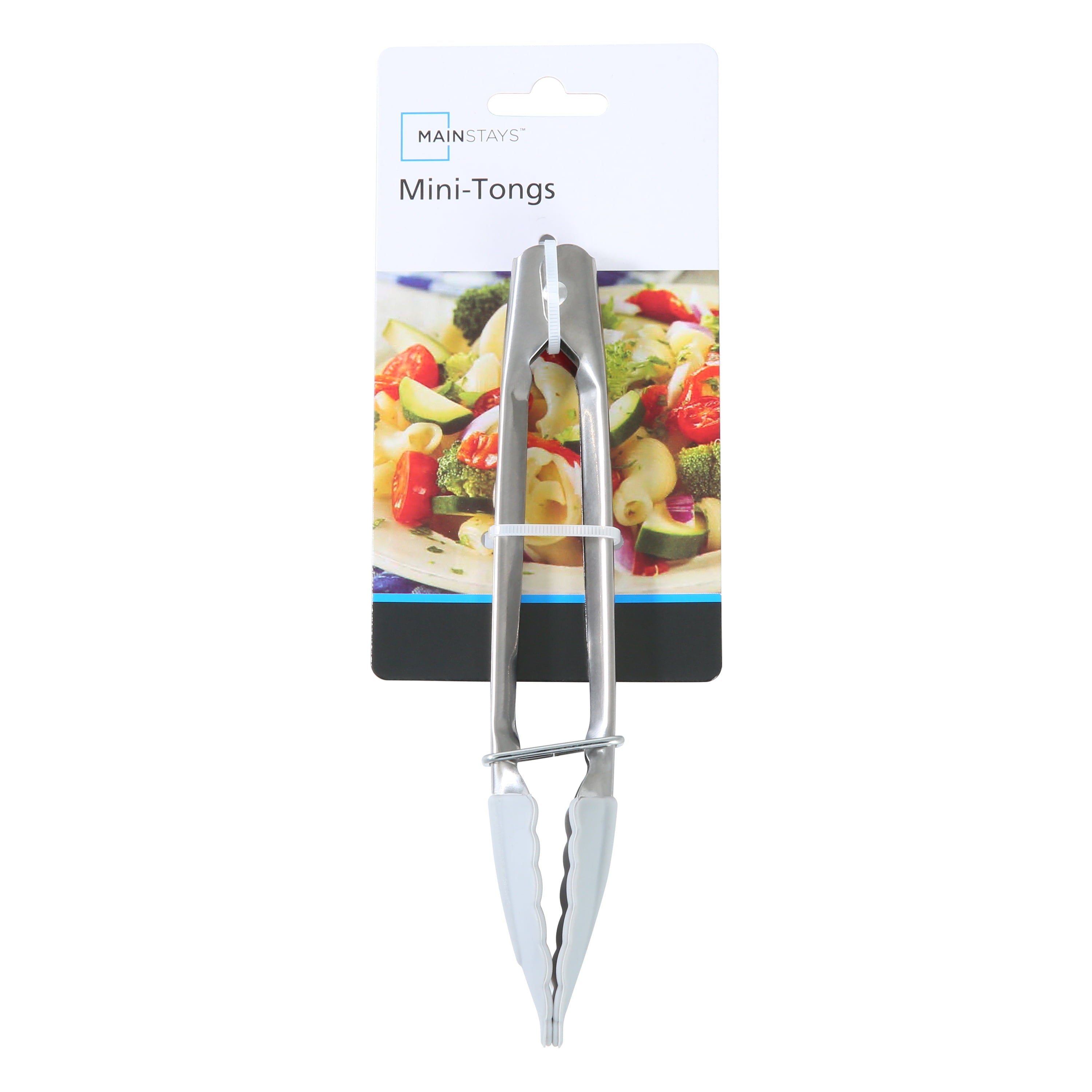 Heavy Duty Stainless Steel and Silicone Mini Food Tongs Grey - High-Precision Culinary Tool for Baking & Cooking Detail