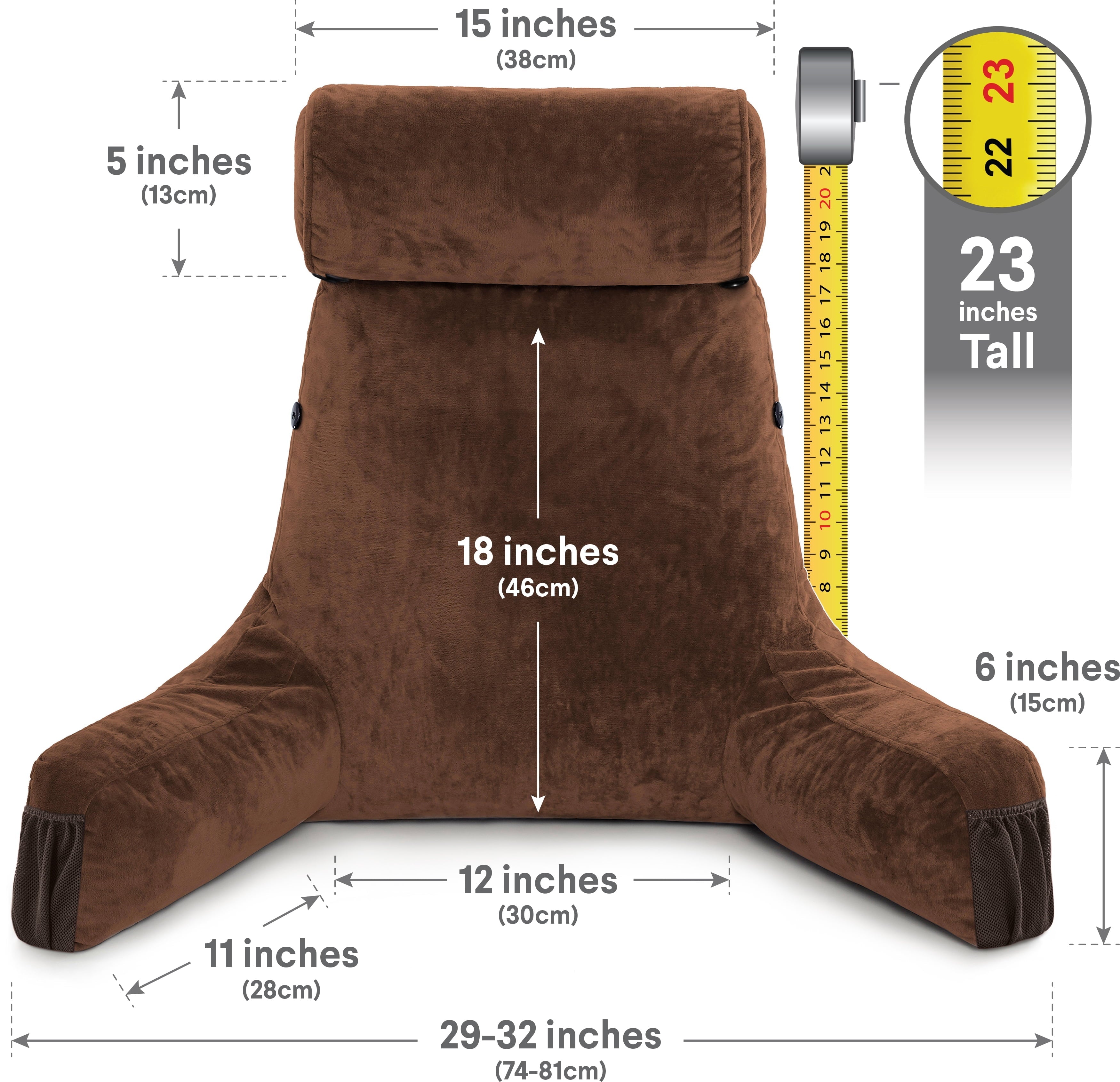 Fluffy Shredded Medium Chocolate Brown, Backrest - Detach Neck Roll, Removable Cover - Orthopedic Shredded Foam Bed Pillow Set Detail