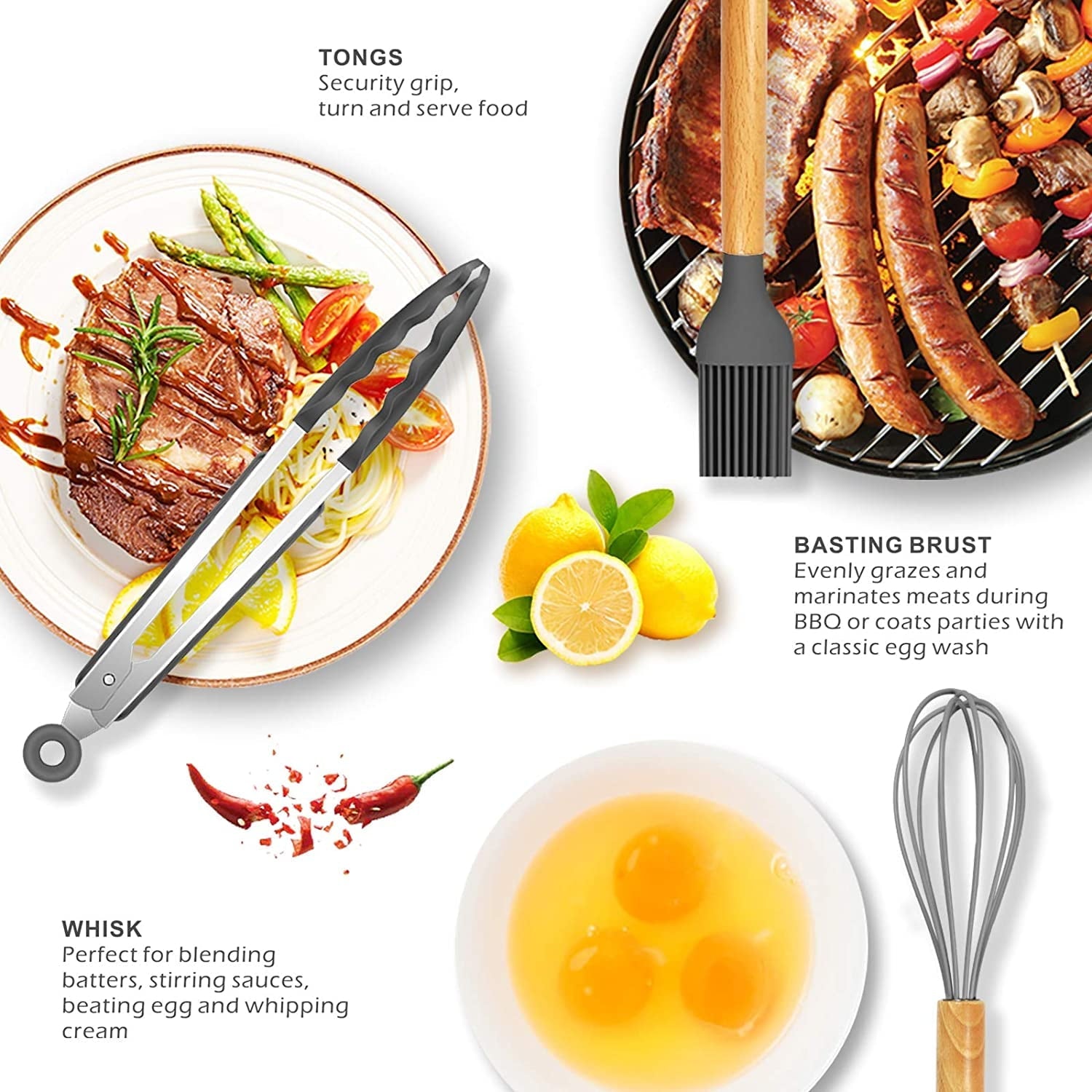Premium Silicone Silicone Cooking Utensils Set - 446°F Heat Resistant Silicone Kitchen Utensils for Cooking,Kitchen Utensil Spatula Se... - Durable Turner & Ladle Utensil Set for Home Chefs Detail
