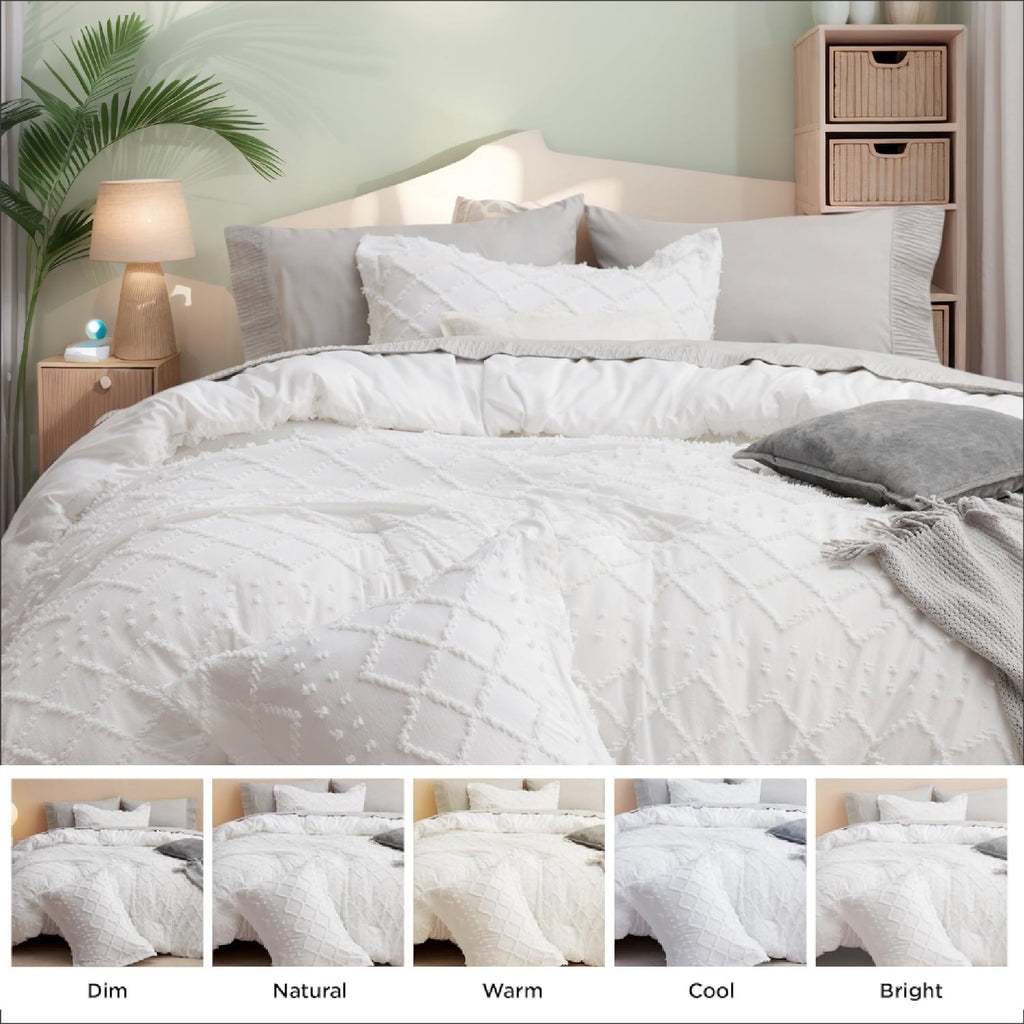 Fluffy Down Alternative Queen Comforter Set, Boho Tufted Shabby Chic Bedding Comforter Set, 3 Pieces Farmhouse Bed Set for All Seasons, White... - Cloud-Like Soft Lightweight Bed Comforter Detail