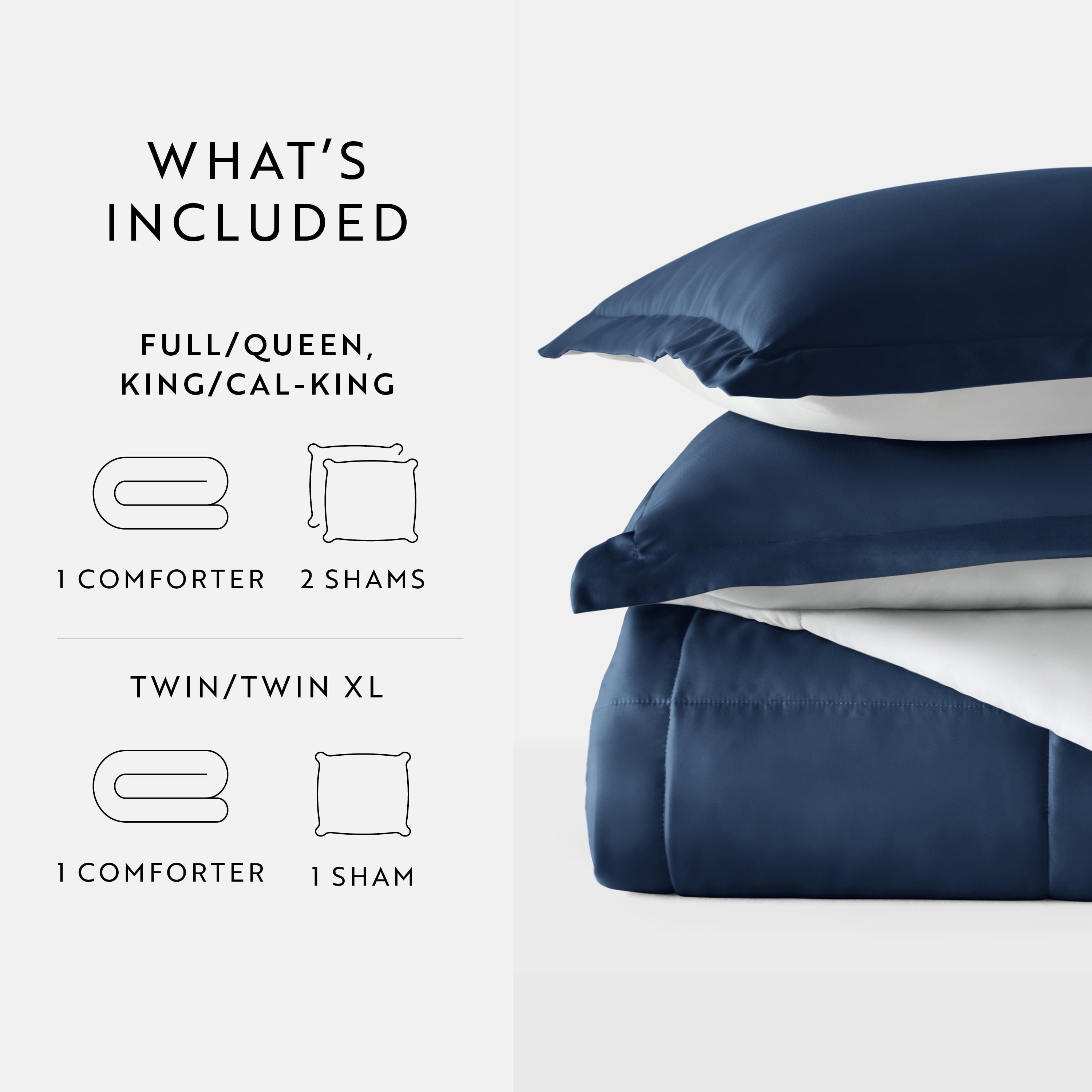 Luxurious Quilted 2-Piece Navy & Gray Reversible Down Alternative Comforter Set, Twin/Twin XL - Luxurious Quilted Duvet Cover Set Detail