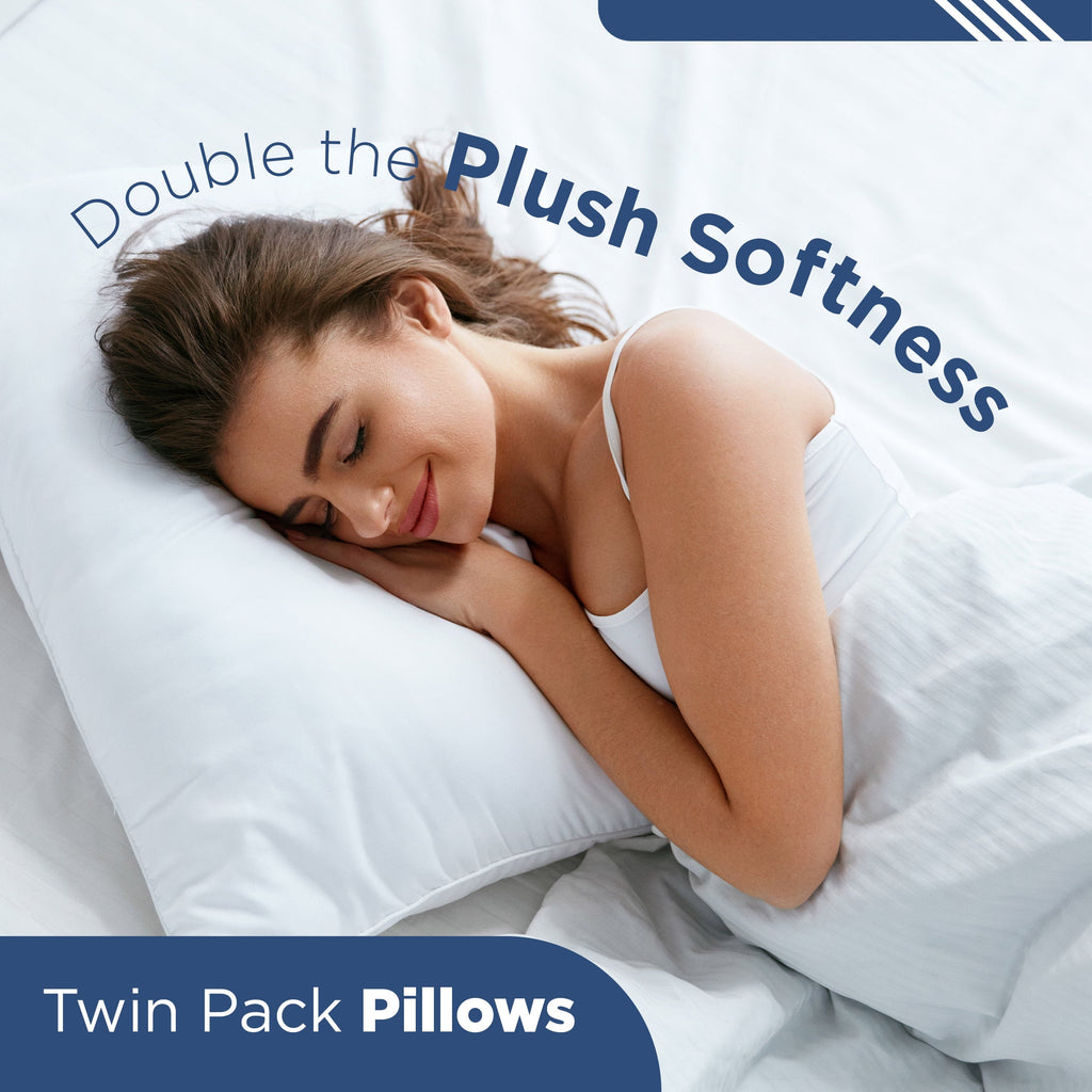 Orthopedic Support 2-Pack Down Alternative White Bed Pillows, Standard - Hotel Quality Plush Sleeping Pillows Detail