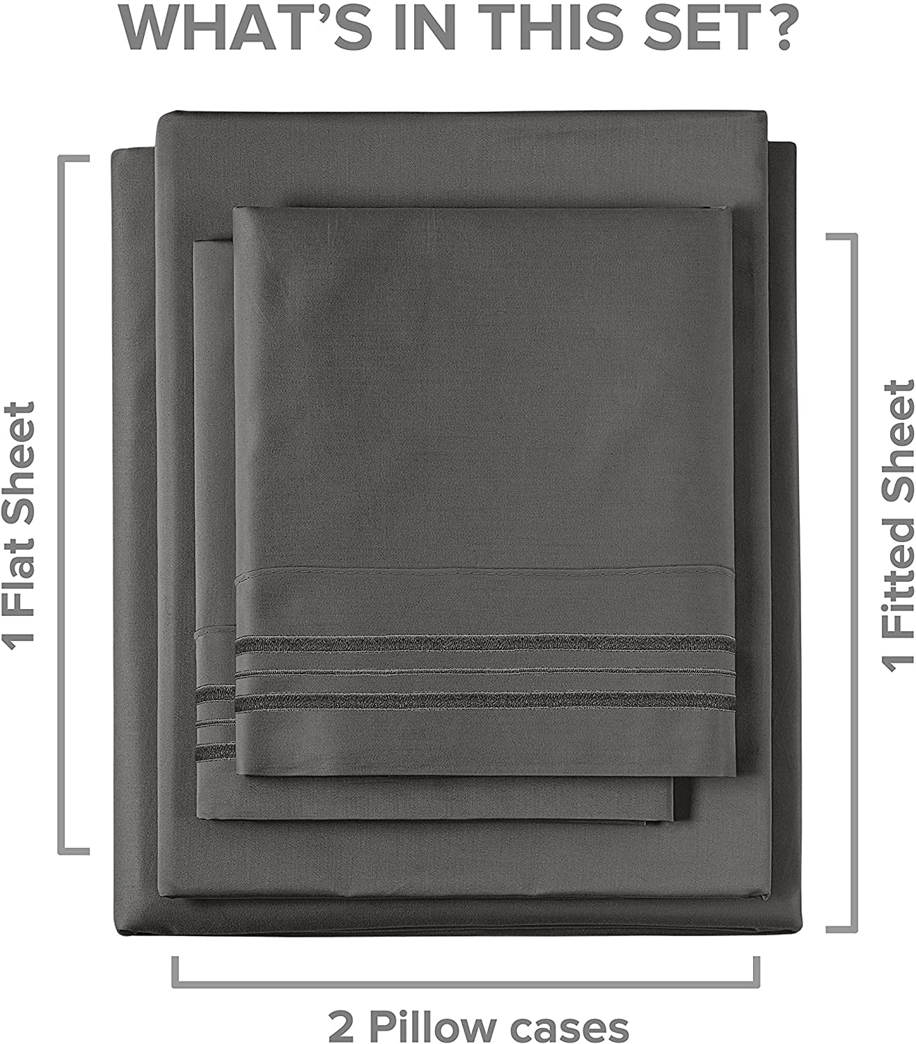 Breathable Luxury 4-Piece Extra Deep Pocket Sheet Set - Full Size Breathable & Cooling Bed Sheets Fits 18"-24" Mattresses, Gray - Premium Ultra-Soft Pillowcase Pair for Sleeping Detail