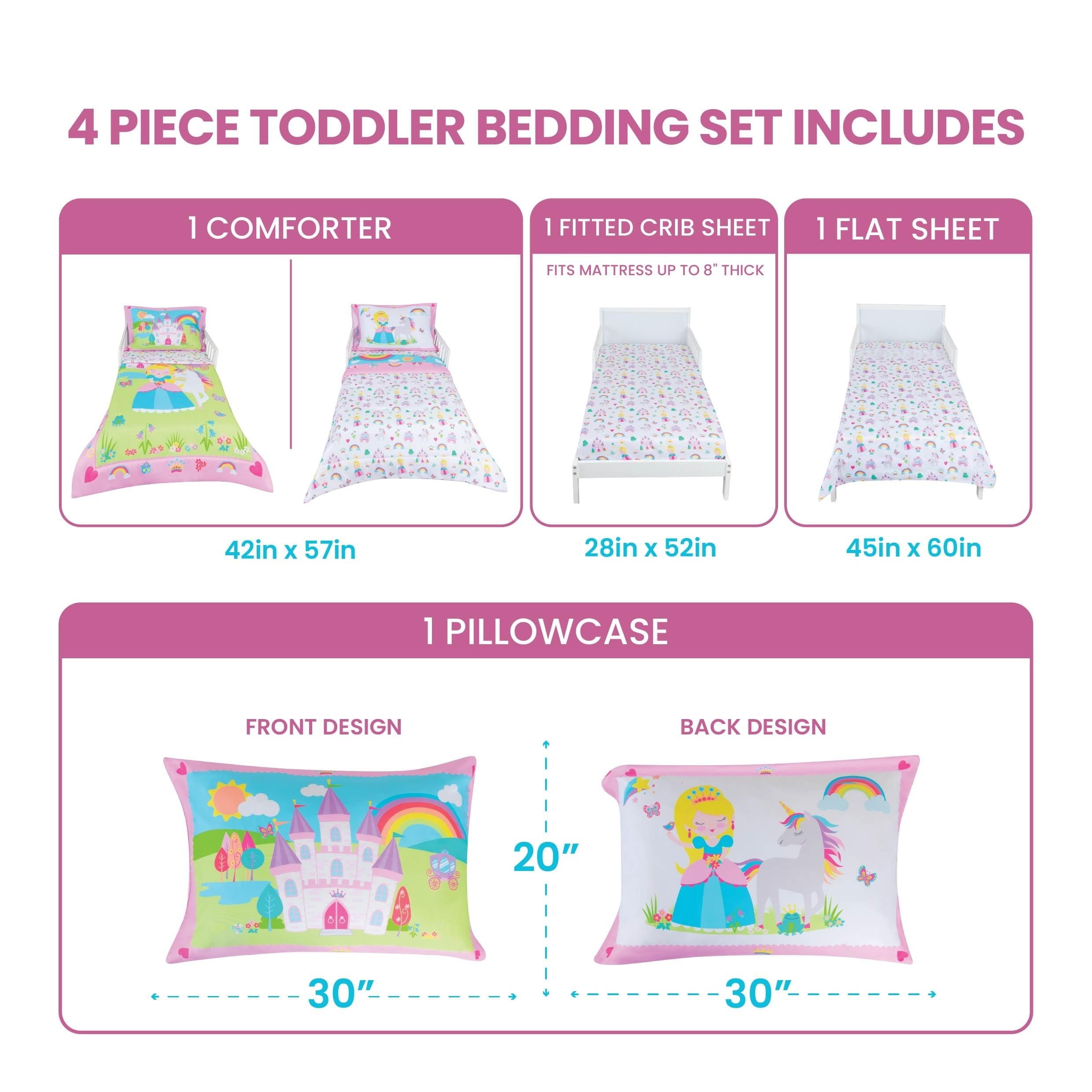 Fluffy Down Alternative Princess Toddler Bedding Set for Girls - 4-Piece Toddler Bed Comforter Sets for Girls, Reversible Comforter & Pillowc... - All-Season Down Alternative Comforter Insert Detail