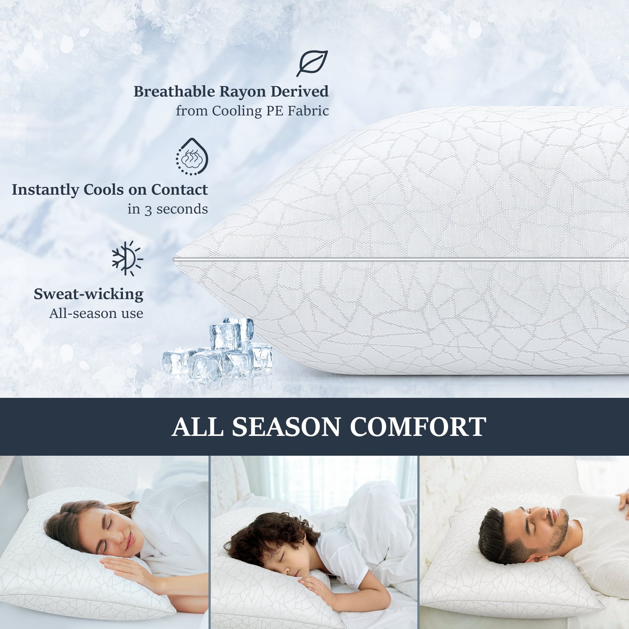 Orthopedic Support Queen Size Bed Pillows 1-Pack,2.2lb High Quality Down Alternative Filled,3D Breathable Cover,Hotel Collection Pillows... - Hotel Quality Plush Sleeping Pillows Detail
