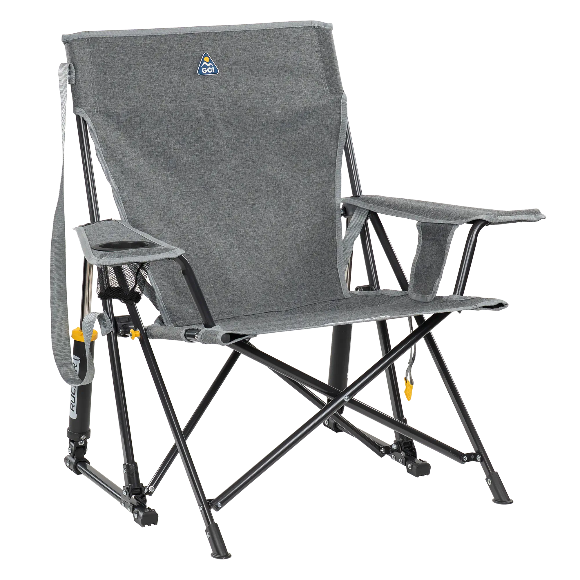 Heavy-Duty Freestyle Kickback Rocker - Choice 345 - Patented Spring-Action Rocking Chair for Camping - Heathered Pewter