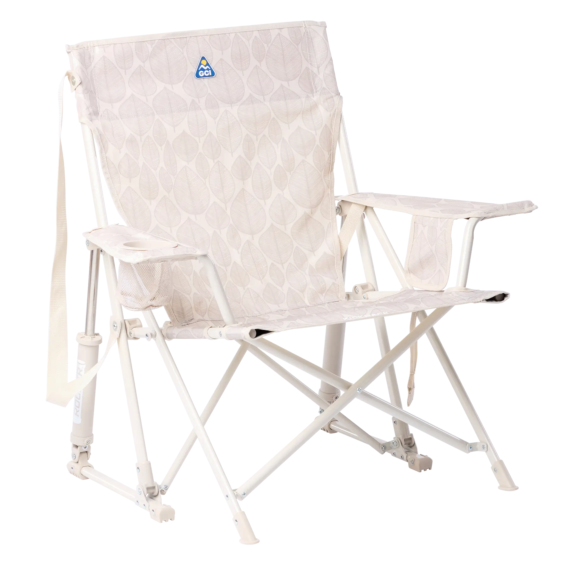Heavy-Duty Freestyle Kickback Rocker - Choice 345 - Patented Spring-Action Rocking Chair for Camping - Soft Neutral Leaf
