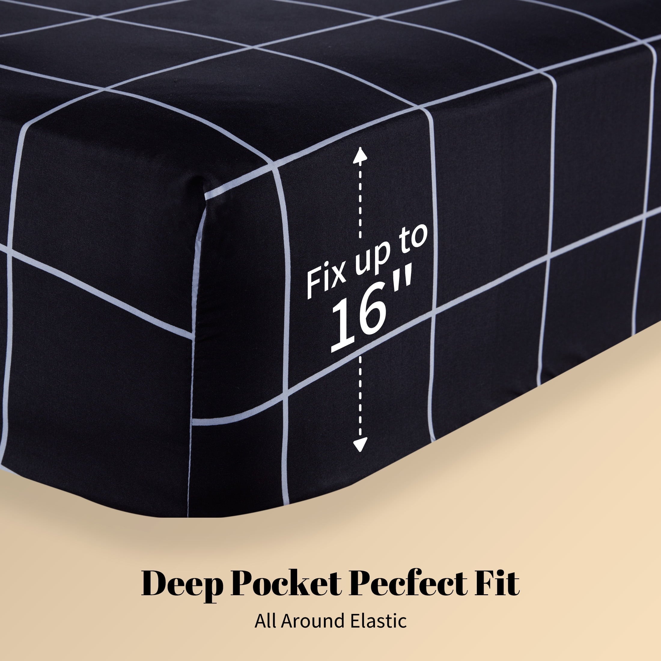 Ultra-Soft Full Bed Sheet Set, 4 Pieces Breathable & Super Soft, Easy Care Printed Microfiber with Deep Pocket & Envelope Closur... - Luxury Bed Sheet Set with Deep Pockets Detail
