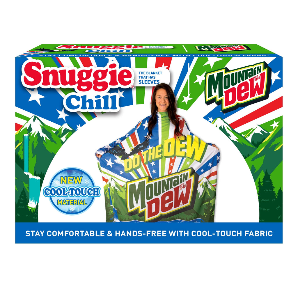 Lightweight Warm Chill Wearable Blanket with Sleeves in Cool Touch Fabric, Mountain Dew Red White & Dew Americana - Cozy Fleece Throw Blanket for Couch & Bed Detail