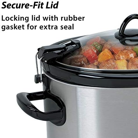 Digital Control Crock-Pot Cook & Carry 6 Quart Portable Slow Cooker S07N - Programmable Slow Cooker with Oval Ceramic Pot Detail