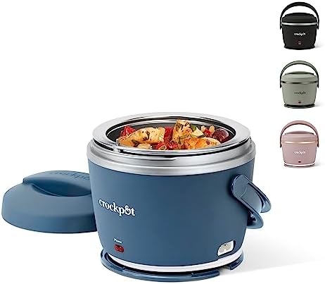 Leak-Proof Crock-Pot Electric Lunch Box Food Warmer 20oz – Faded Blue S22V - Self-Heating Lunch Box for Office and Car Travel - Faded Blue