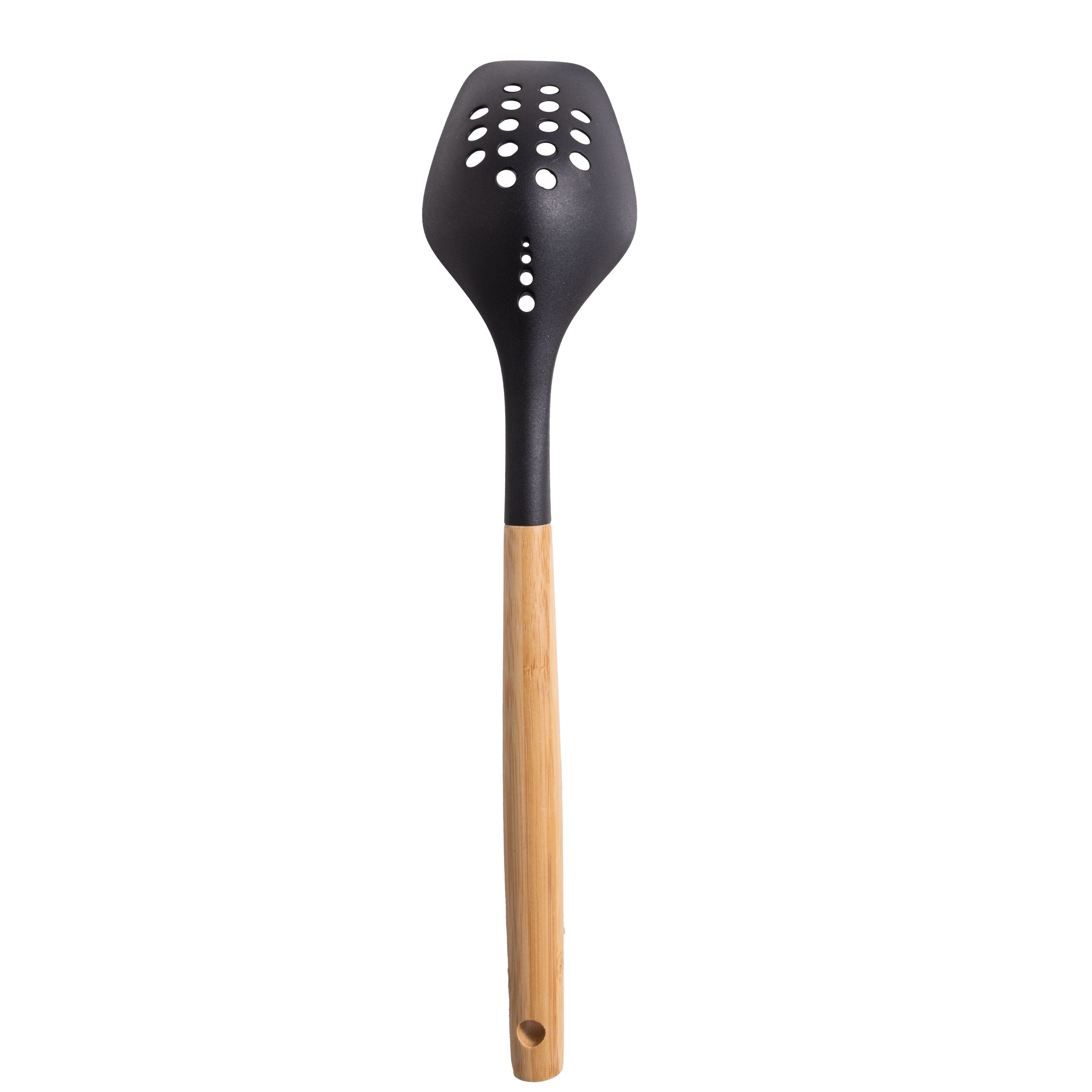 Professional Grade Cooking Spoon with Bamboo Handle, 12.6"2.7", & Bamboo, Black - Heavy Duty Stainless Steel Kitchen Shears Detail