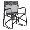 Luxury Camp Freestyle Rocker Elite - Choice 460 - Heavy-Duty Kickback Rocker with Beverage Holder - Cool Gray Camo