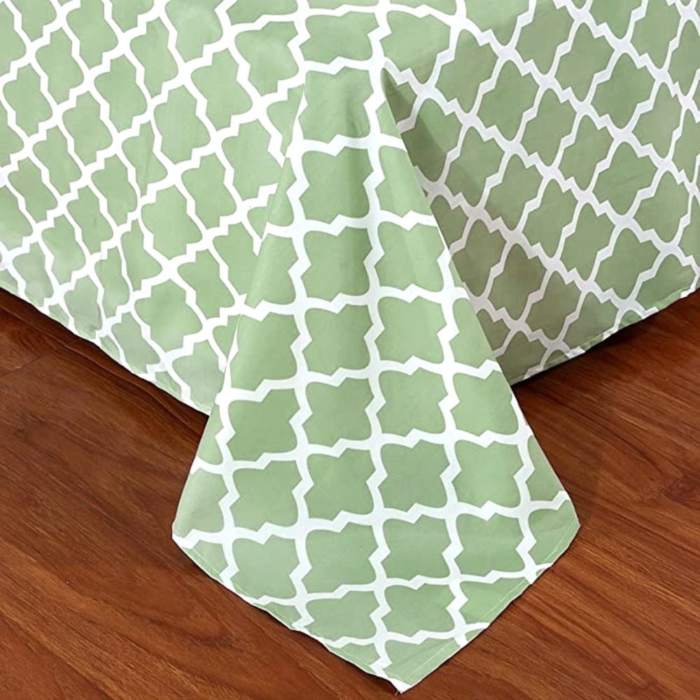 Breathable Luxury Quatrefoil Bed Sheet Set (King, Sage/White) 4 Piece Deep Pocket 1800 Series Microfiber Bed Sheet Set Contains 1 Fitte... - Premium Ultra-Soft Pillowcase Pair for Sleeping Detail