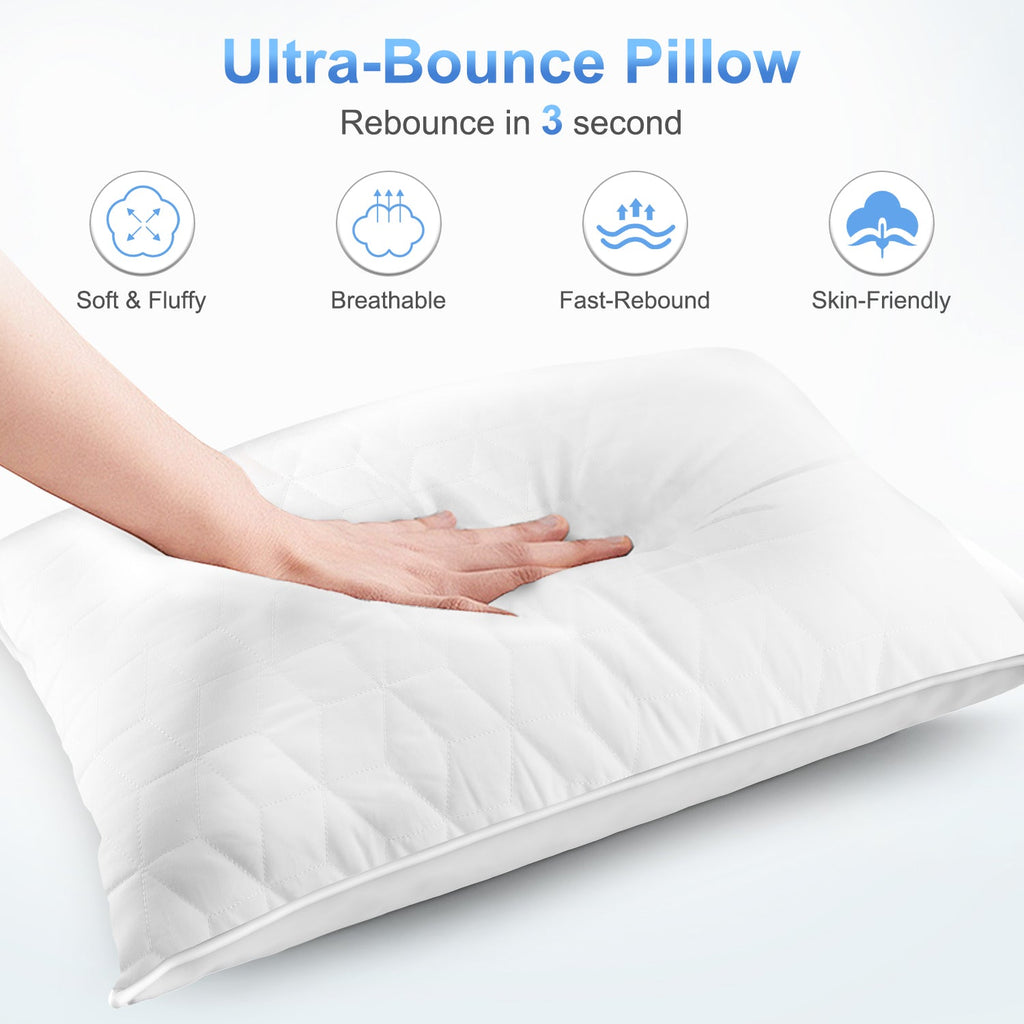 Hotel Collection Bed Pillows for Sleeping 2 pack, King Size Cooling Pillows Hotel Quality with Premium Soft Down Alternative Fill for ... - Orthopedic Shredded Foam Bed Pillow Set Detail