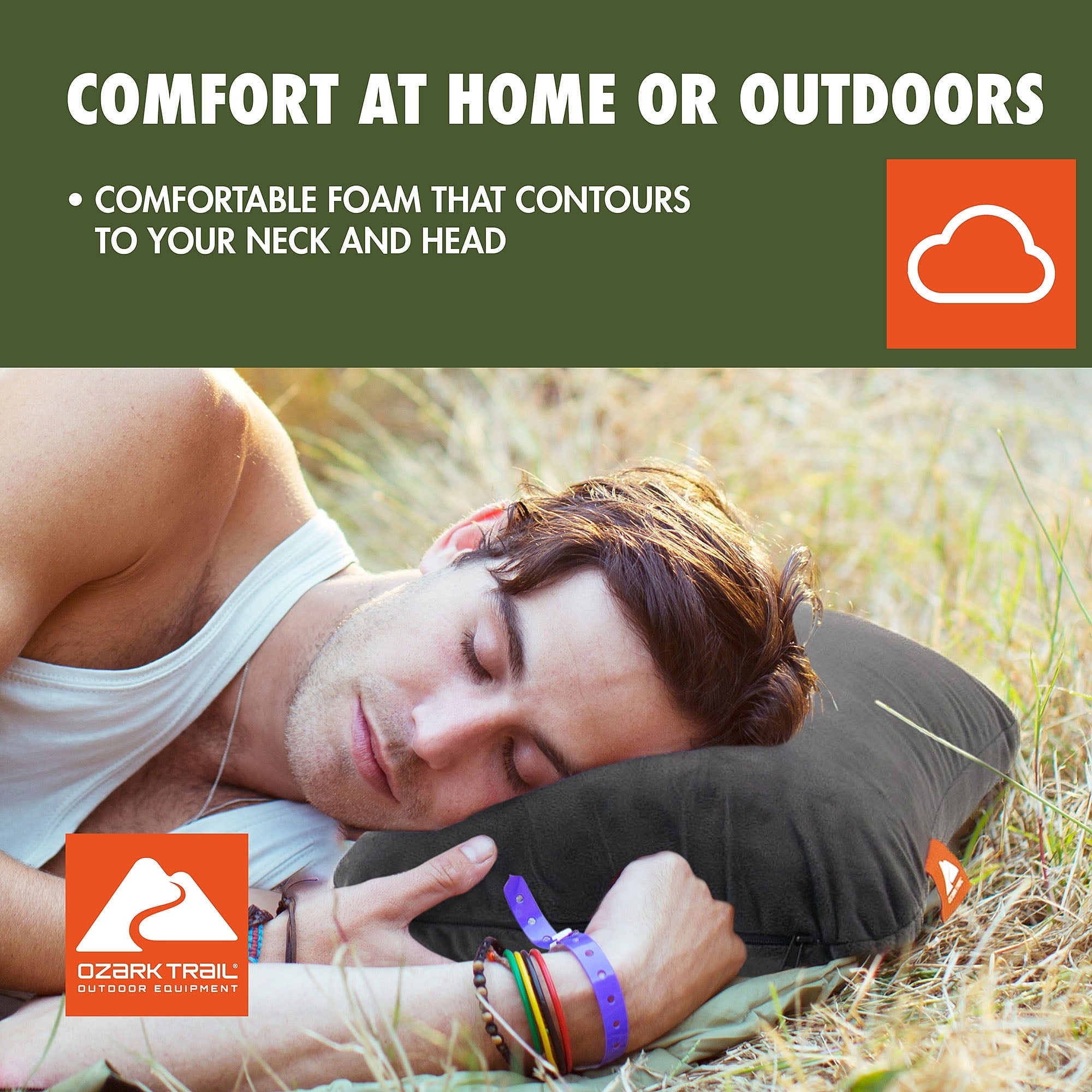 Orthopedic Support Dark Grey Memory Foam Camping Pillow for Adults - Ergonomic Memory Foam Pillow for Neck Pain Support Detail