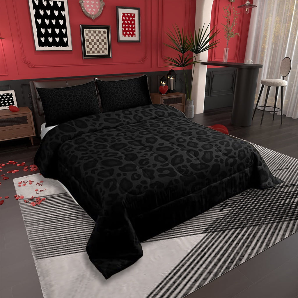 Heavyweight Warmth Leopard Print Comforter Set Full Size,Abstract Cheetah Texture Bedding Set,Women Room Decor,Rustic Farmhouse Retro Do... - Hypoallergenic Ultra-Fluffy Quilt for Winter Detail