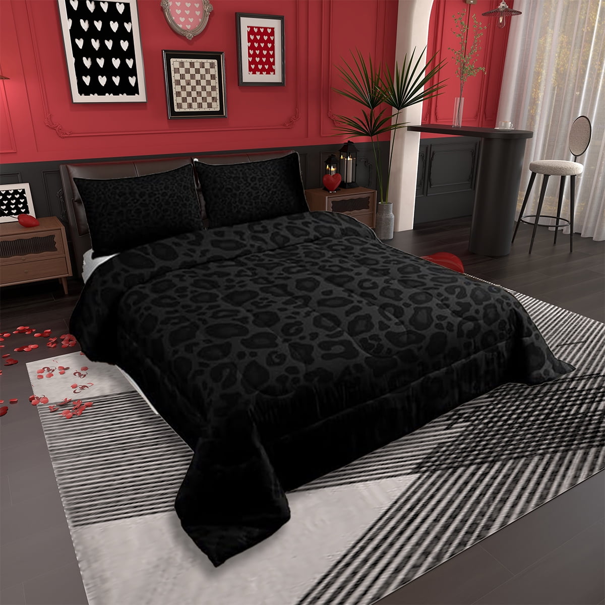 Heavyweight Warmth Leopard Print Comforter Set Full Size,Abstract Cheetah Texture Bedding Set,Women Room Decor,Rustic Farmhouse Retro Do... - Hypoallergenic Ultra-Fluffy Quilt for Winter Detail
