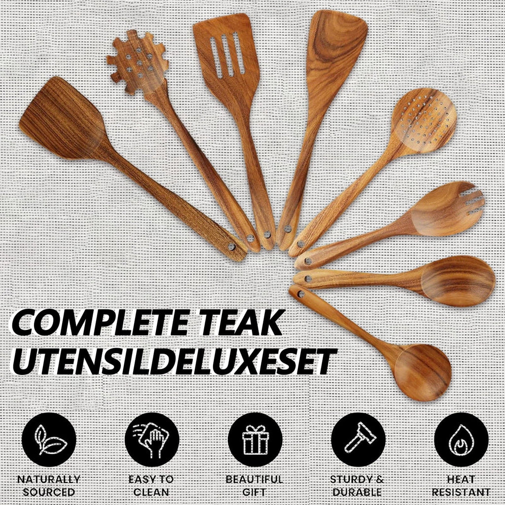 Ergonomic Cooking 10Pcs Wooden Spoons for Cooking, Smooth Finish Teak Wooden Utensils for Cooking, Soft Comfort-Grip Wood Spoons for Co... - Heat-Resistant Silicone Cooking Spatula Turner Detail
