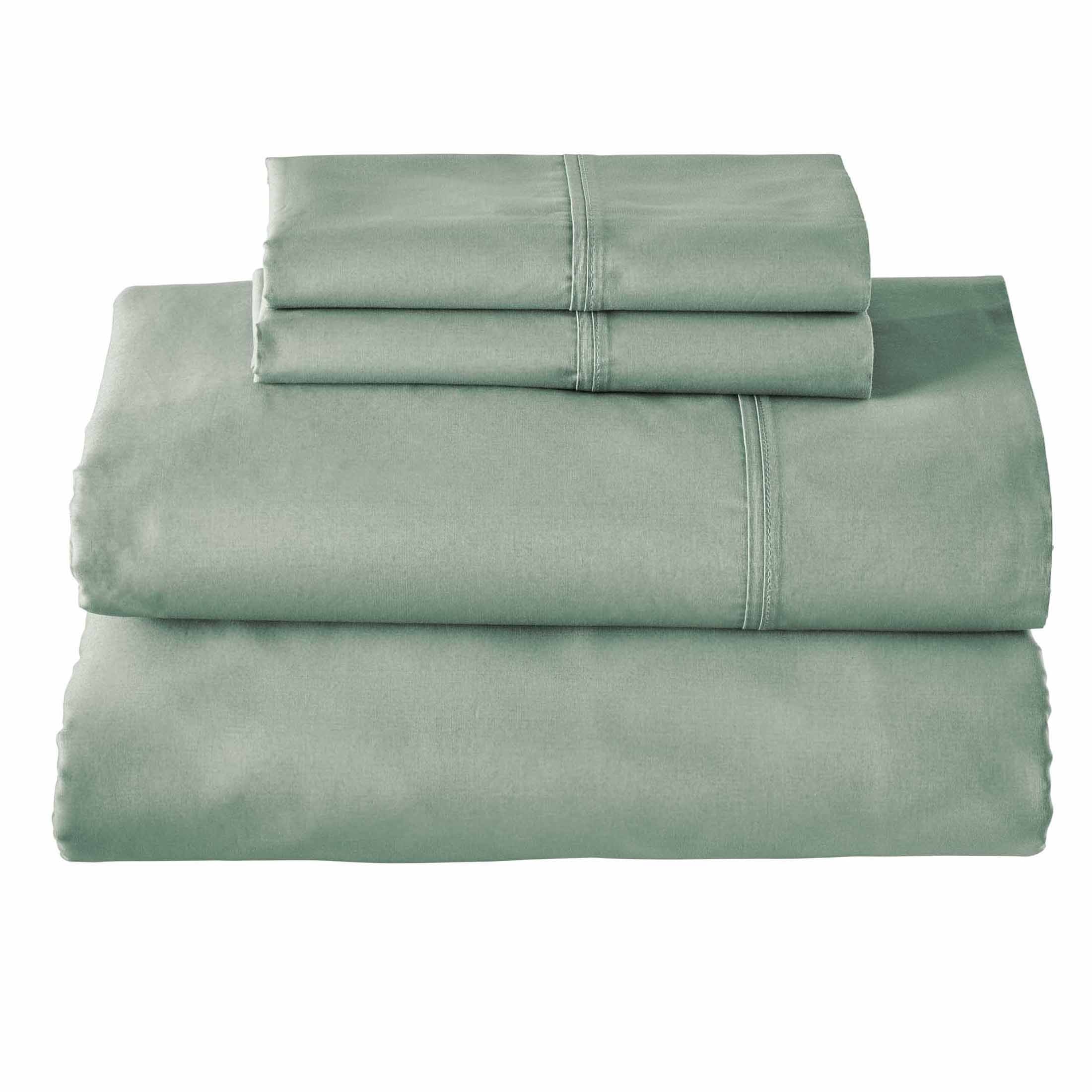 Wrinkle-Resistant Cool & Crisp 4-Piece 300 Thread Count Green River Cotton Percale Sheet Set, Queen - Luxury Bed Sheet Set with Deep Pockets Detail