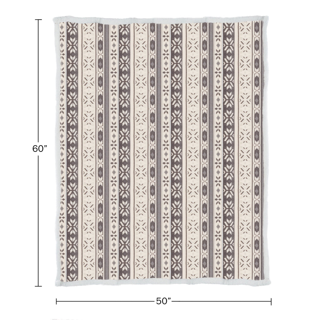 Lightweight Warm 50x60-Inch Machine Washable Fleece Blanket with Snowflakes - Super Soft Reversible Sherpa Flannel Blanket Detail