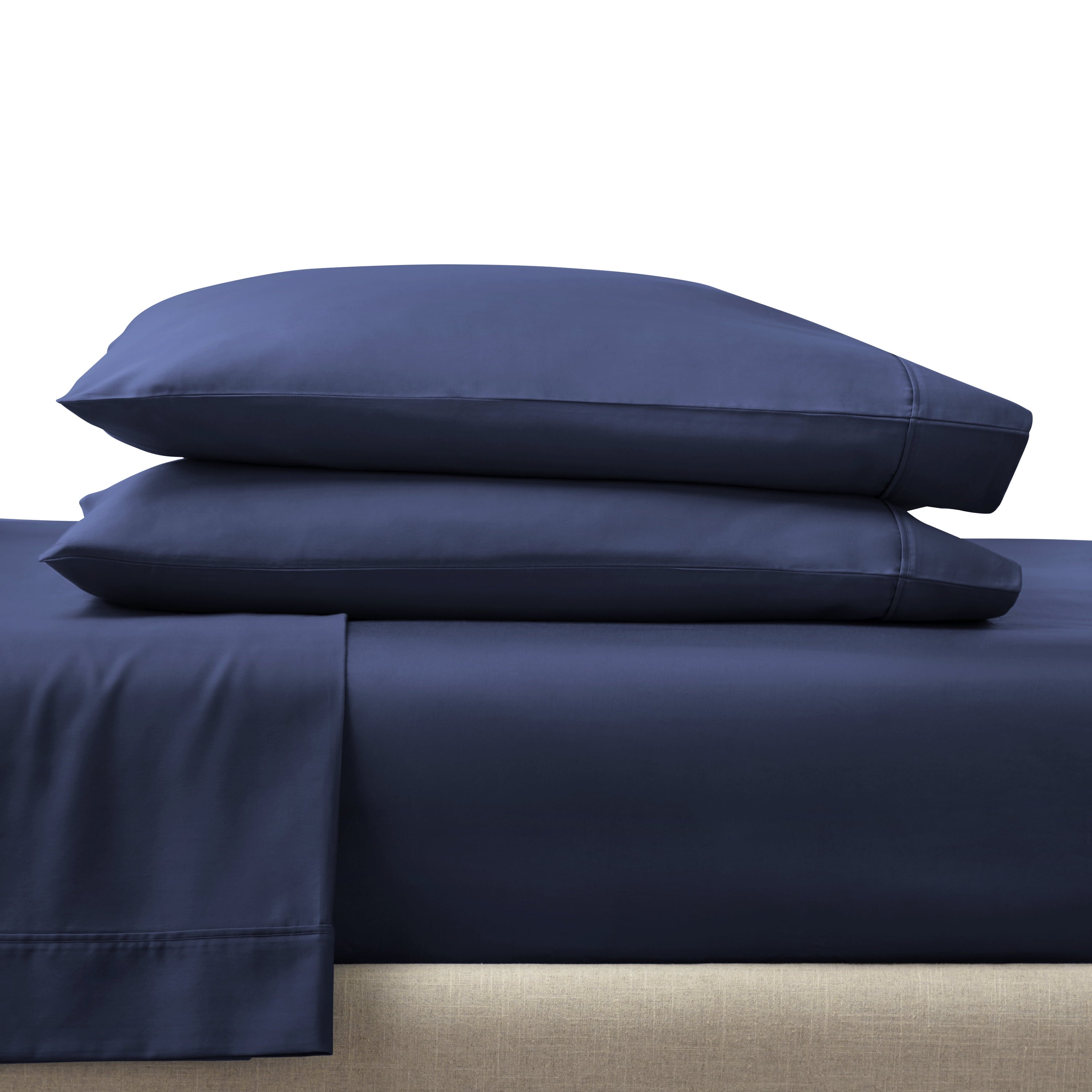 Breathable Luxury 4-Piece 300 Thread Count Blue Cove Cotton Sateen Bed Sheet Set, Queen - Cooling Hotel Quality Bedding Sheets and Pillowcases Detail