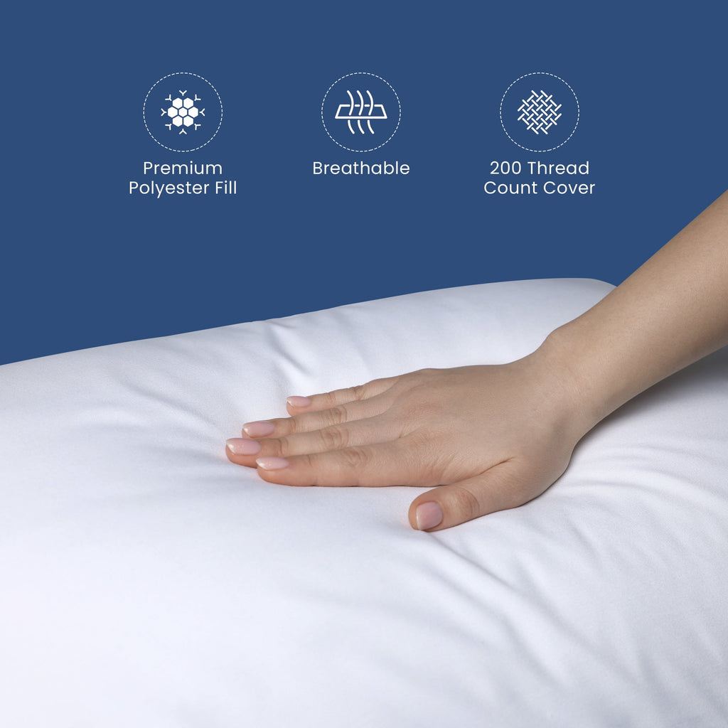 Decorative Plump Down Alternative White Euro Pillow Insert 26x26 – Soft & Durable - Ergonomic Memory Foam Pillow for Neck Pain Support Detail