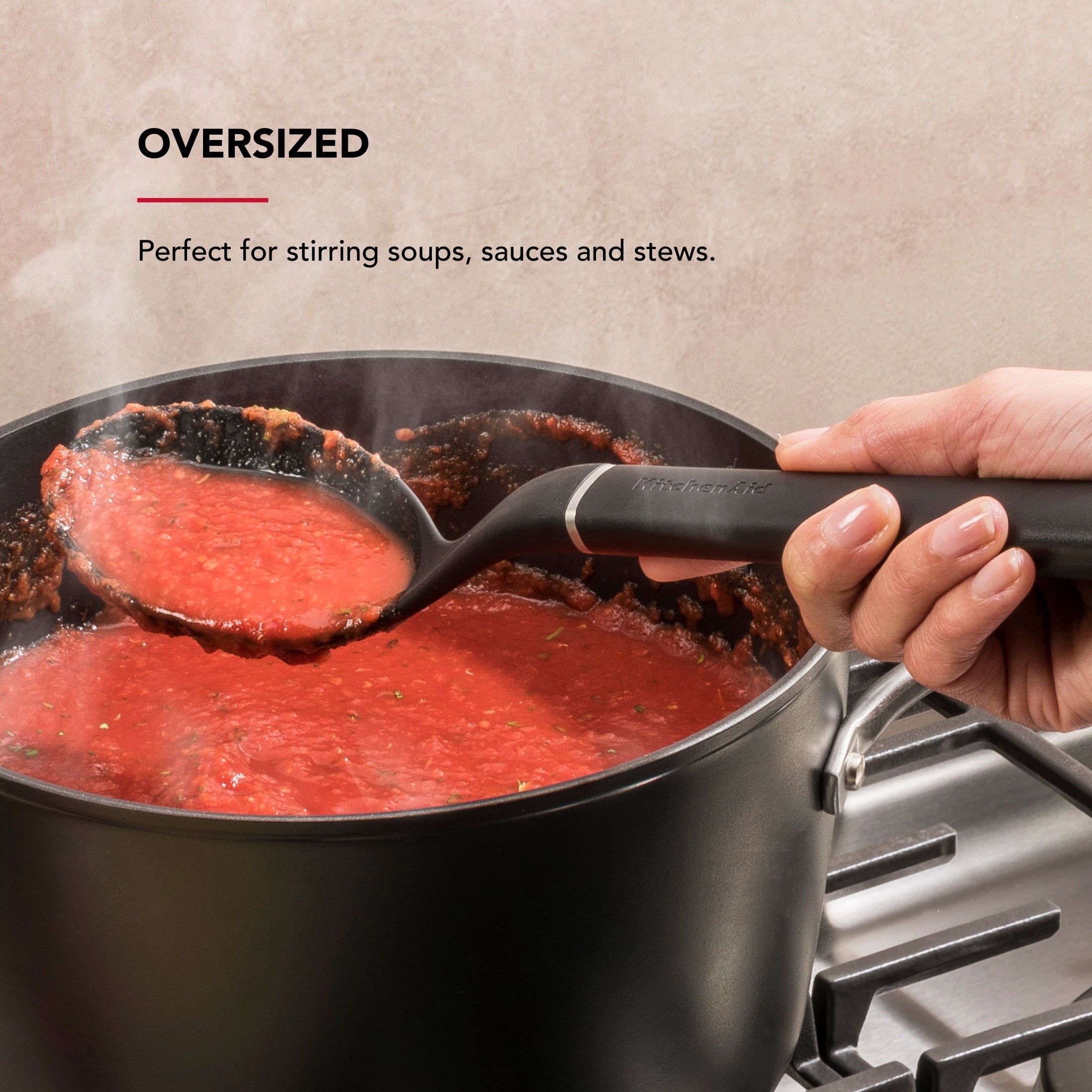 Heat-Resistant 3-Piece Cooking Utensils Set with Ergonomic Handles, Black - Ergonomic Kitchen Tongs and Cooking Spoon Utensil Detail