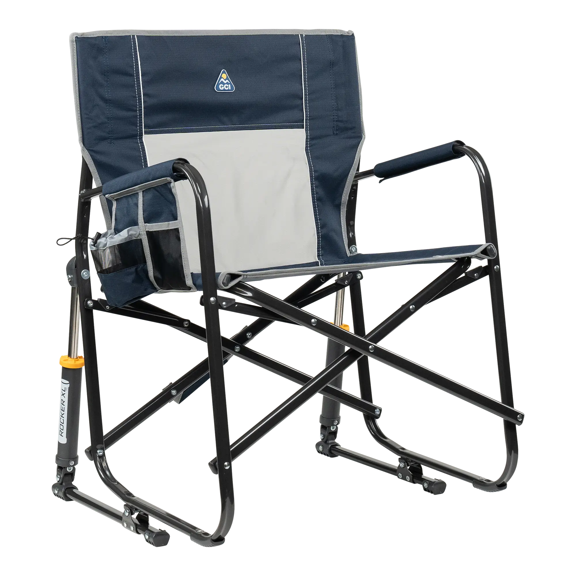 Patented Spring-Action Freestyle Rocker XL - Choice 552 - Heavy-Duty Kickback Rocker with Beverage Holder - Indigo