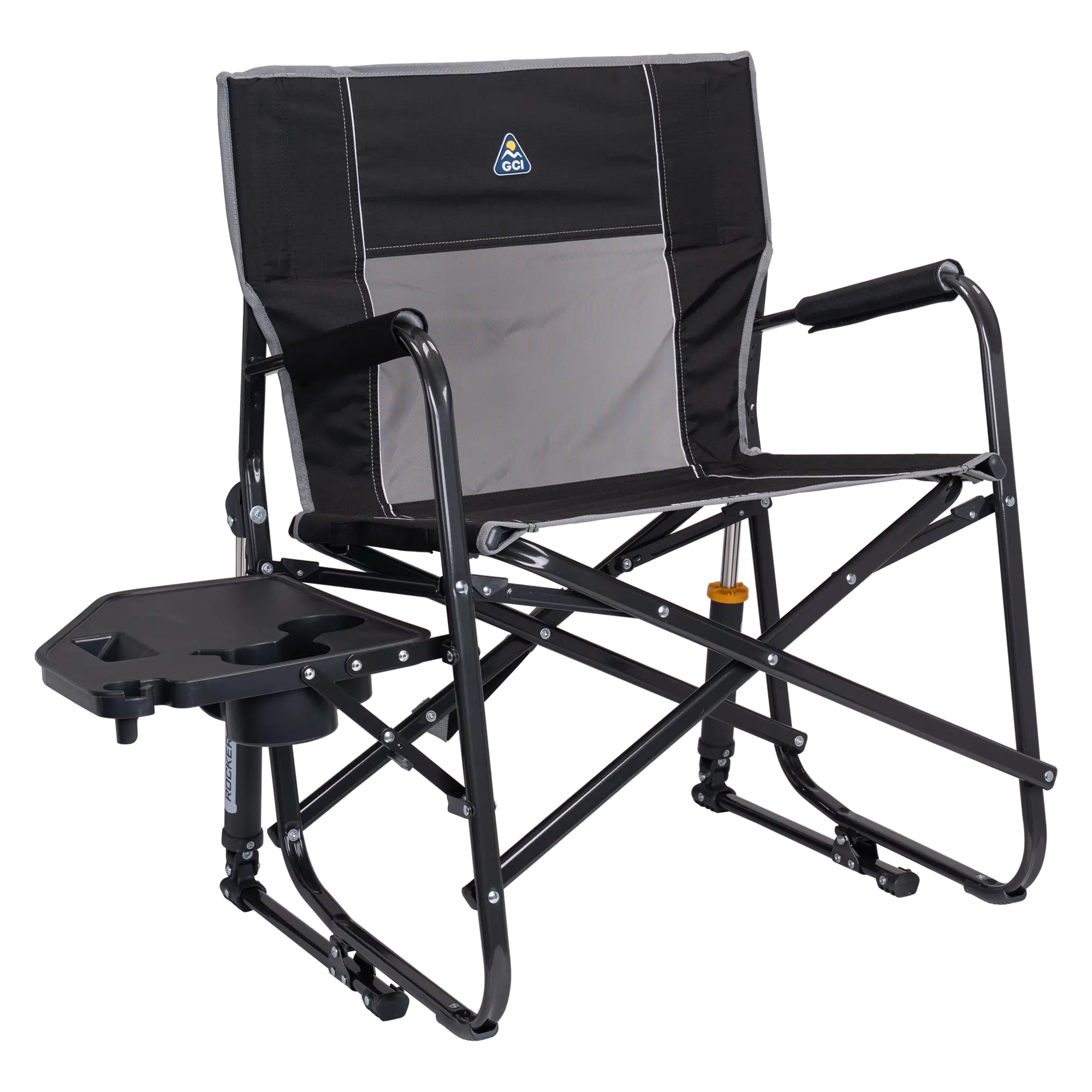 Smooth Motion Freestyle Rocker XL with Side Table - Choice 836 - Heavy-Duty Kickback Rocker with Beverage Holder - Black