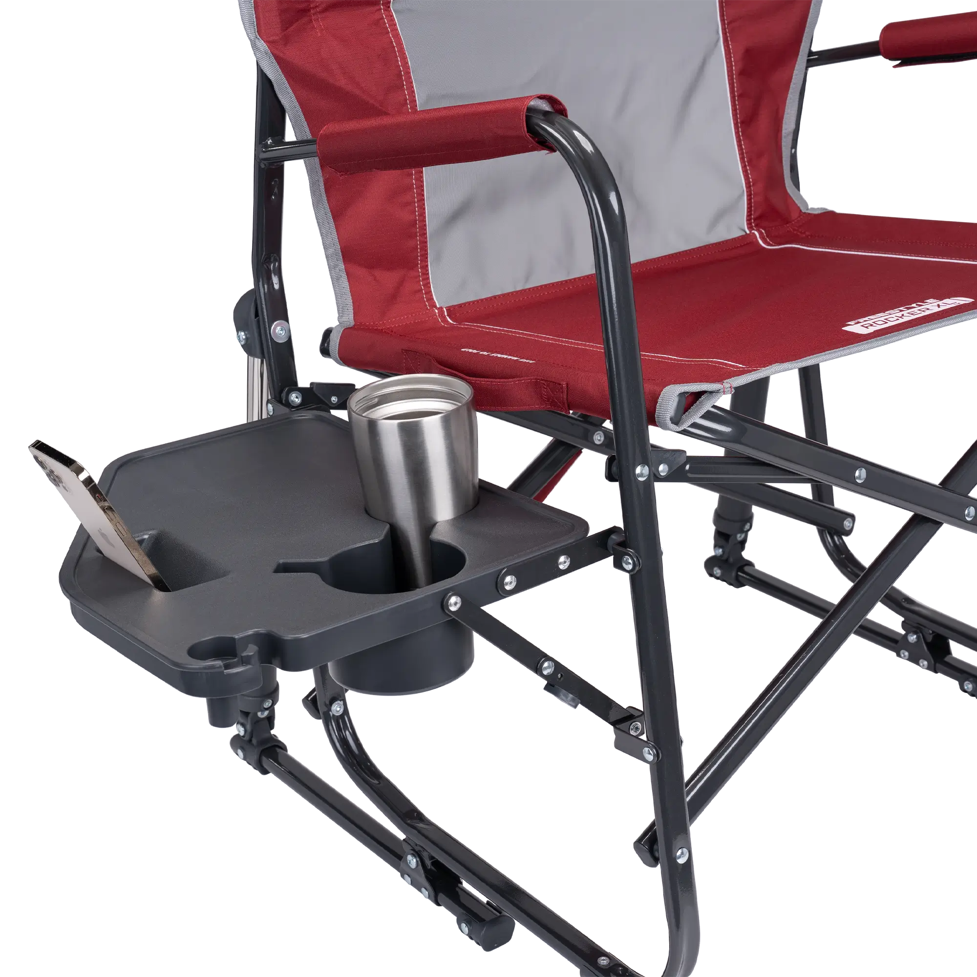 Smooth Motion Freestyle Rocker XL with Side Table - Choice 836 - Heavy-Duty Kickback Rocker with Beverage Holder Detail