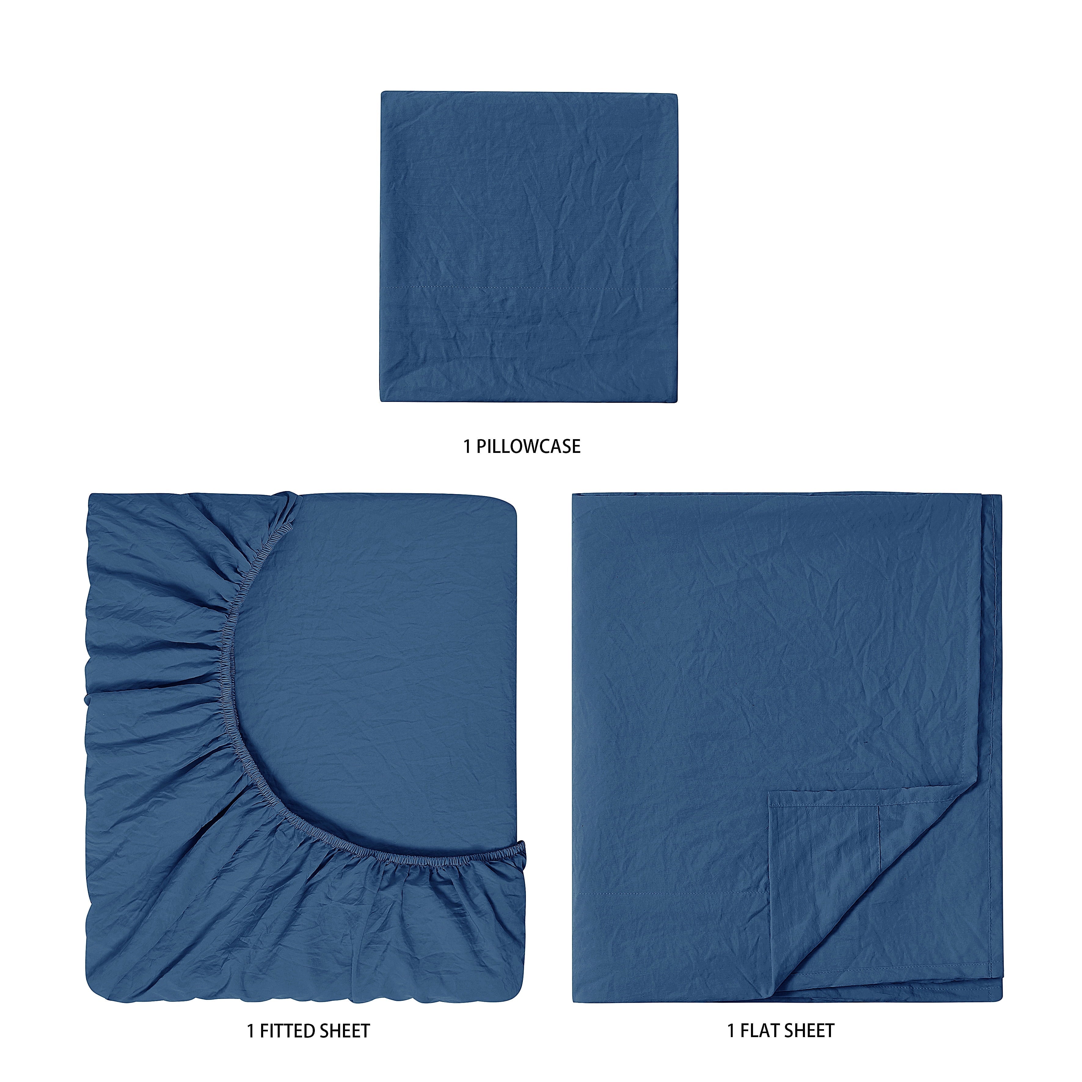 Ultra-Soft Ultra Soft Microfiber Bed Sheet Set, Twin-XL, Indigo, 3 Piece - Premium Ultra-Soft Pillowcase Pair for Sleeping Detail