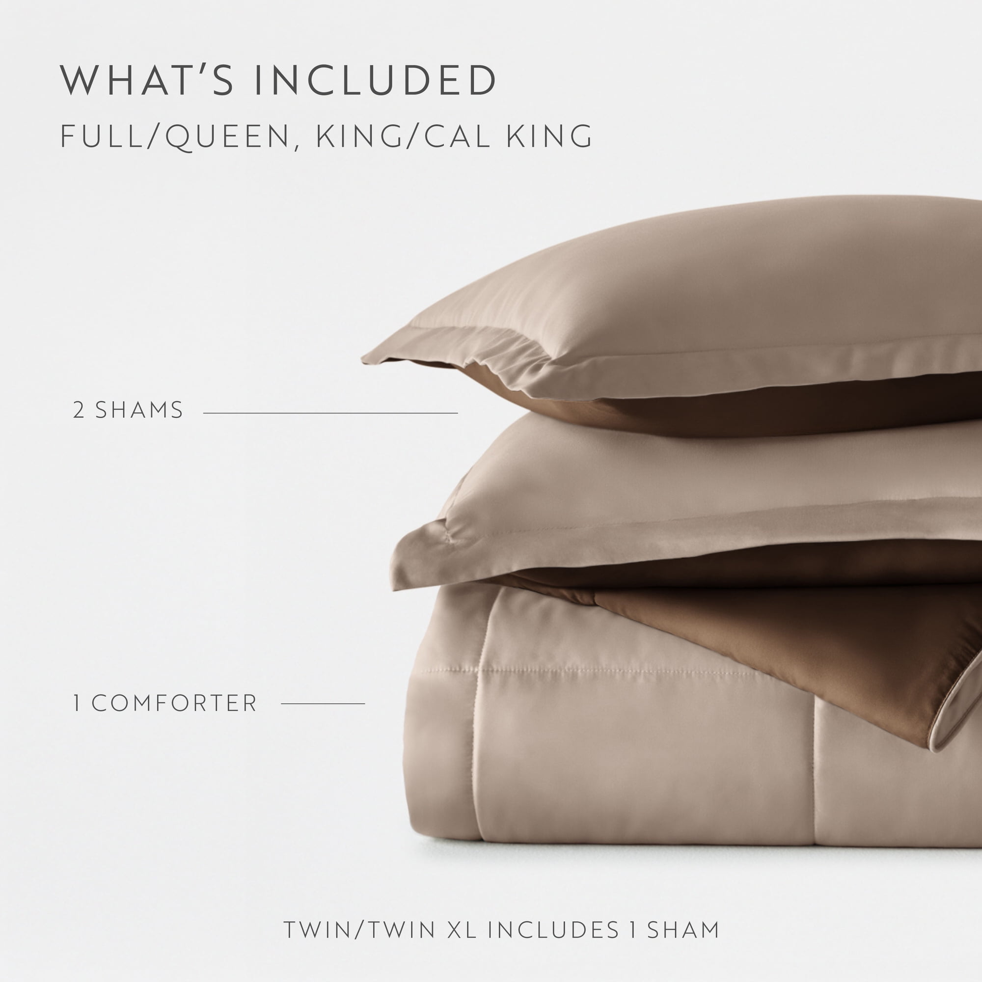 Hypoallergenic Cloud All Season Reversible Comforter Set Breathable Cool in Taupe & Chocolate Brown Full/Queen Size Bedding - All-Season Down Alternative Comforter Insert Detail