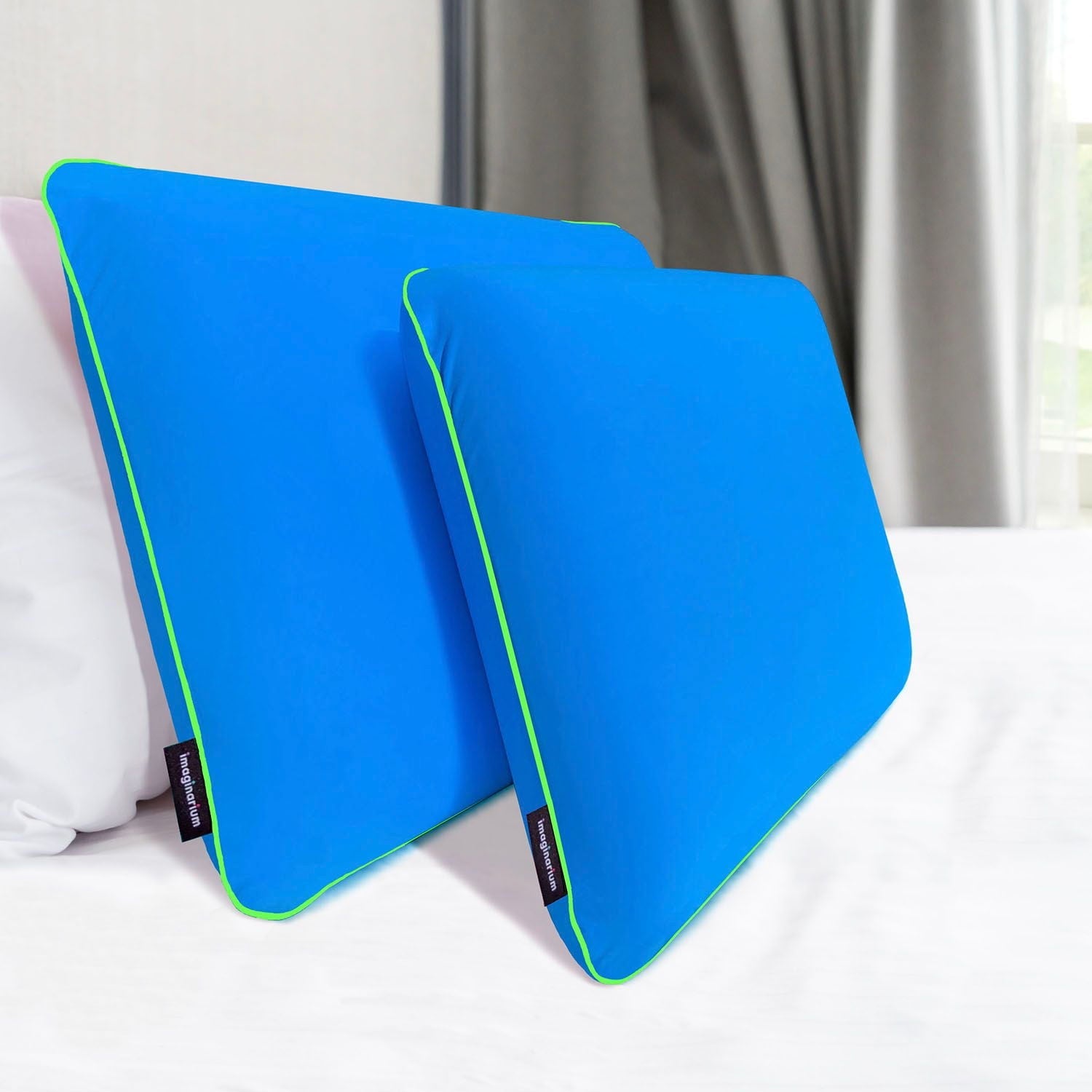 Hotel Collection Memory Foam Fun Pillow with Cool-to-the-Touch Cover, Standard/Queen, Cosmic Blue, 2 Pack - Ergonomic Memory Foam Pillow for Neck Pain Support Detail