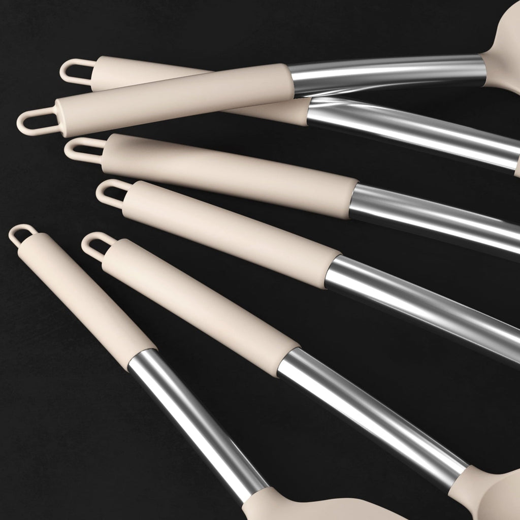Non-Stick Safe Silicone Cooking Utensils Set - Heat Resistant Silicone Kitchen Utensils for Cooking, Kitchen Utensil Spatula Set,BPA... - Ergonomic Kitchen Tongs and Cooking Spoon Utensil Detail