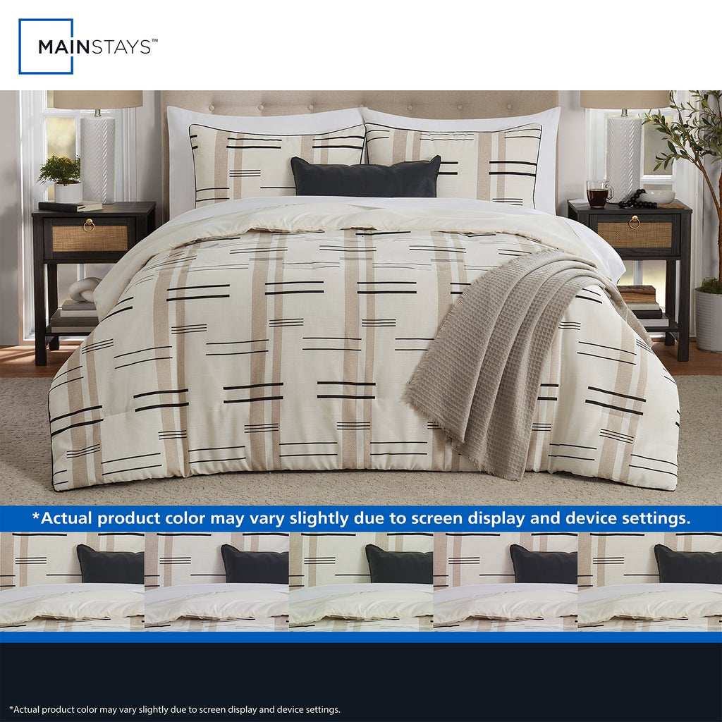 Fluffy Down Alternative Full/Queen Comforter Set, All-Season, 5-Piece, Tan Modern - Hypoallergenic Ultra-Fluffy Quilt for Winter Detail