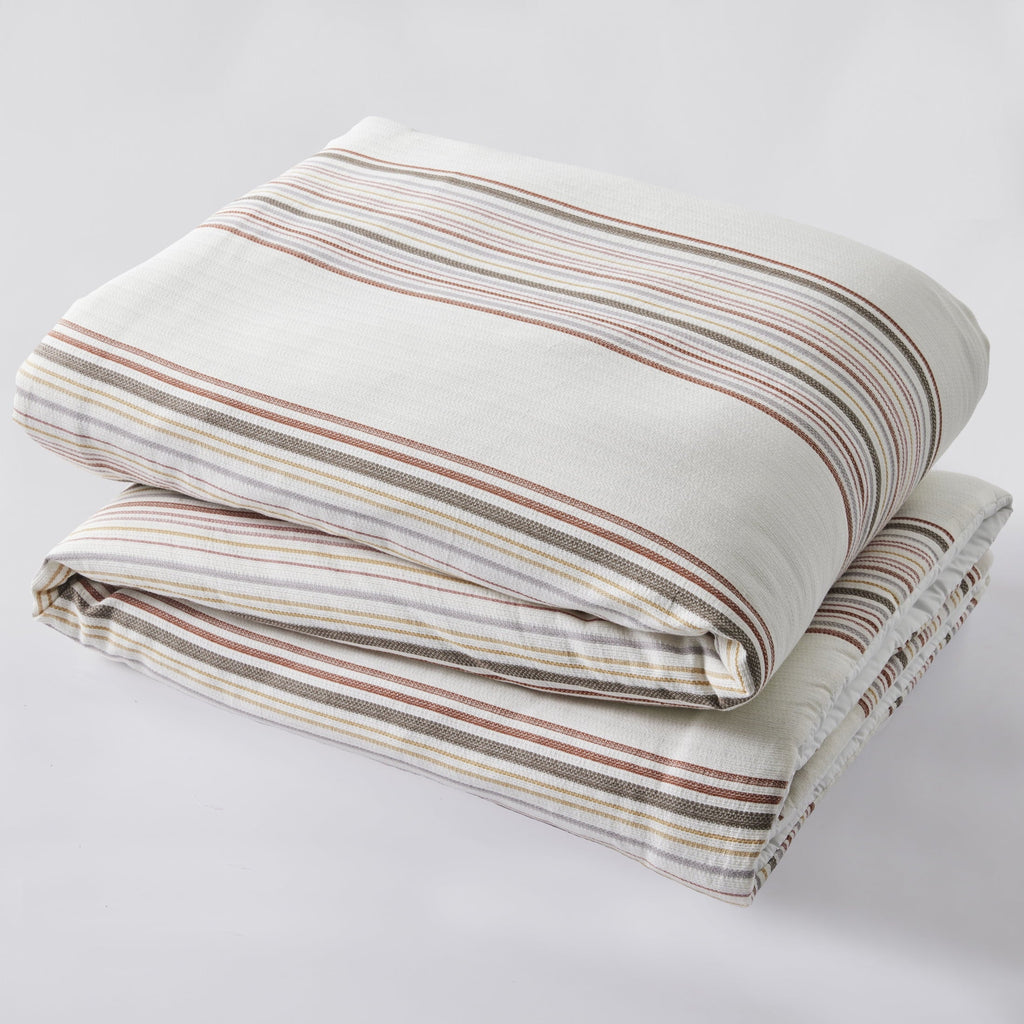 Hypoallergenic Cloud 3-Piece Red Yarn Dye Stripe Comforter Set, Full/Queen - Luxurious Quilted Duvet Cover Set Detail