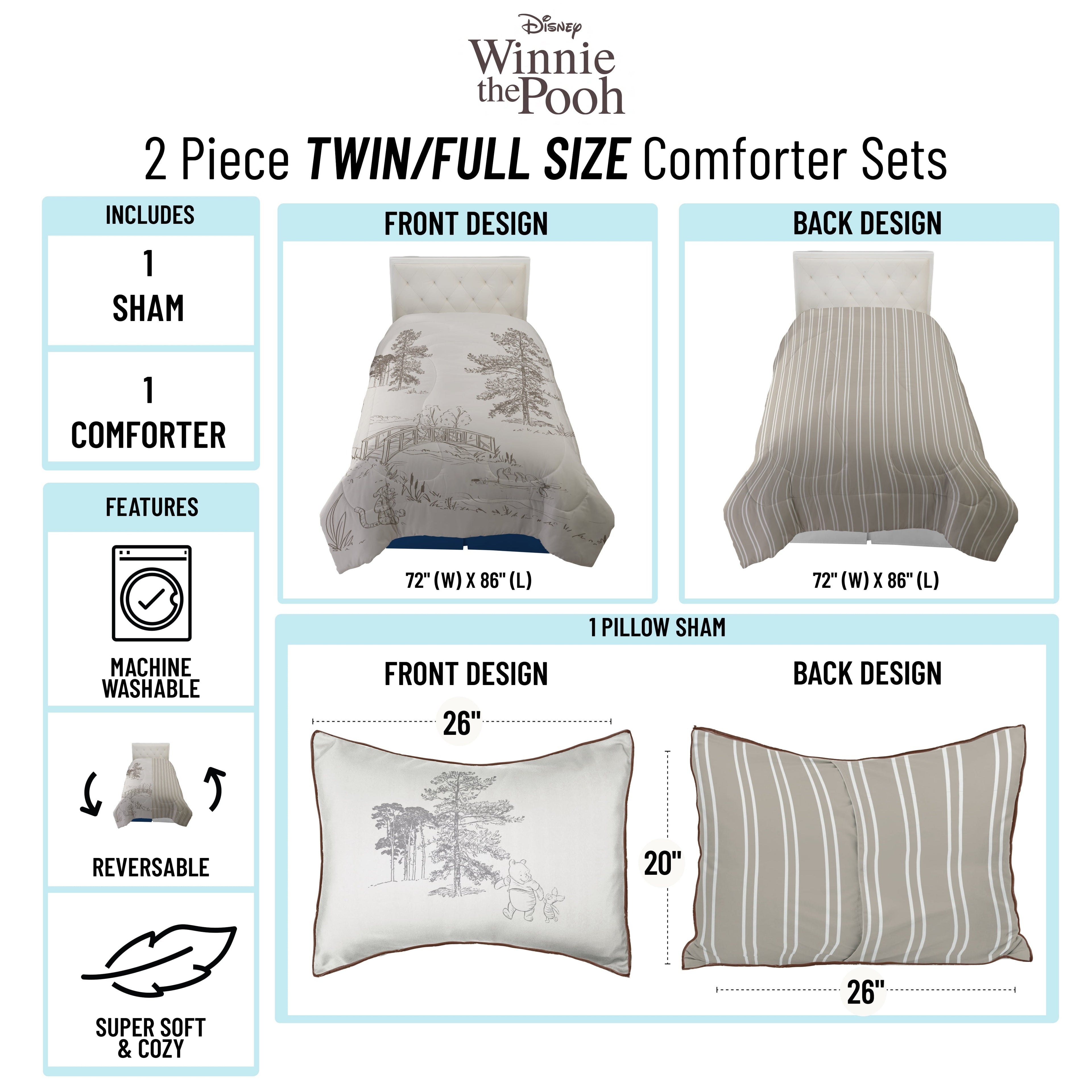 All-Season Kids 2 Piece Khaki Comforter and Sham Bedding Set, Twin/Full - All-Season Down Alternative Comforter Insert Detail