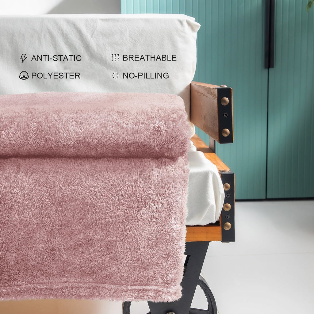 Super Soft Flannel Plush Fuzzy Large Fleece Throw Blanket (50" x 70", Dusty Pink)- Soft, Warm and Lightweight - Lightweight Plush Warm Blanket for All Seasons Detail