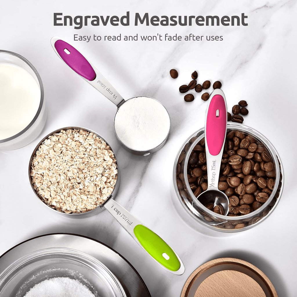 Professional Grade Stainless Steel Measuring Cups and Spoons Set of 15, 5 Stainless Steel Nesting Measuring Cups & 5 Spoons, 5 Mini Meas... - Professional Kitchen Tool for Culinary Enthusiasts Detail