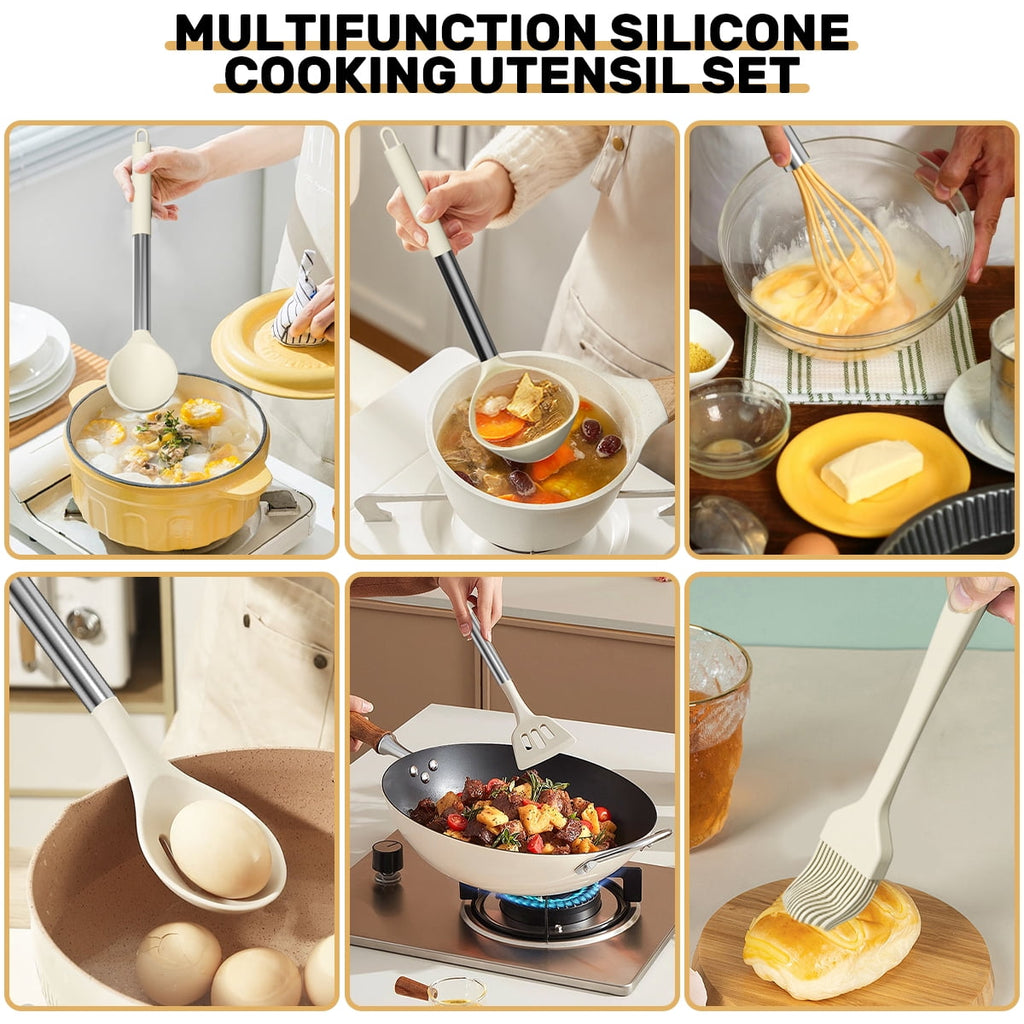 Heavy Duty Silicone Cooking Utensil Set, 30 Pcs Kitchen Utensils Set with Stainless Steel Handle, Food Grade Silicone Spatula Se... - Professional Kitchen Tool for Culinary Enthusiasts Detail