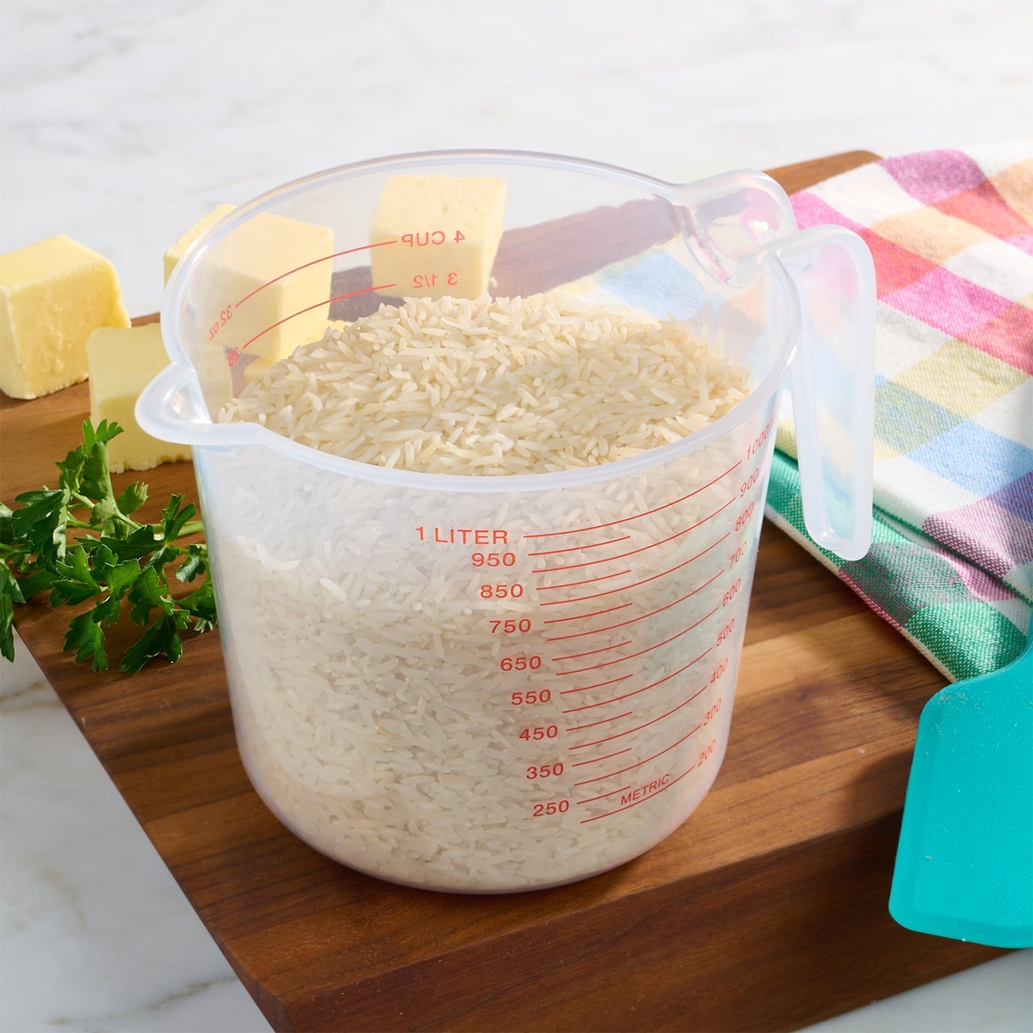 Innovative (12 pack) 4 Cup PP Plastic Measuring Cup, 32 oz, Clear - Premium Stainless Steel Garlic Presser & Peeler Detail